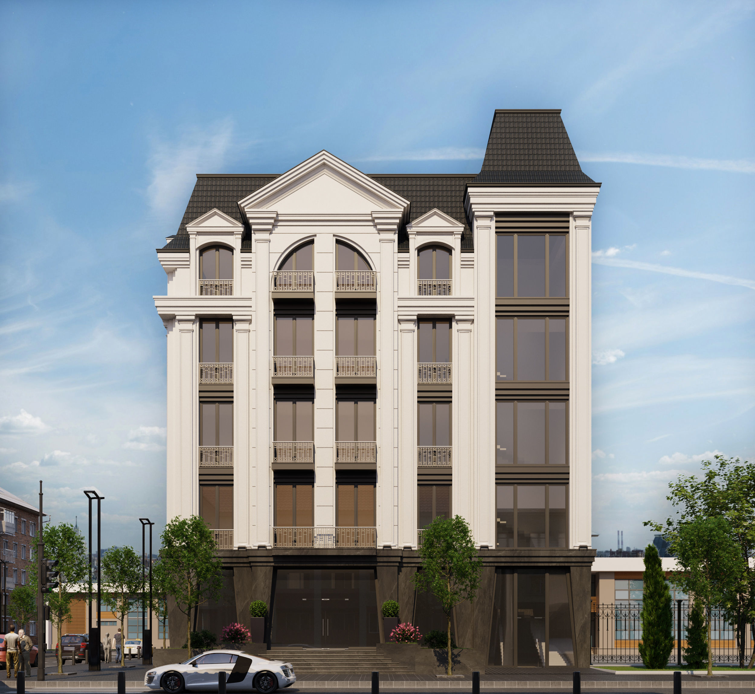 Classical Hotel Building 3D model_9