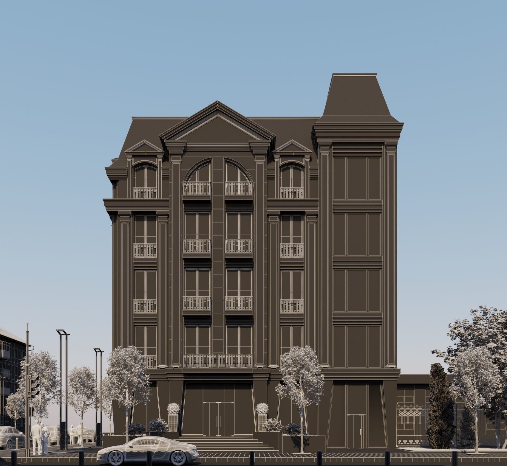 Classical Hotel Building 3D model_11