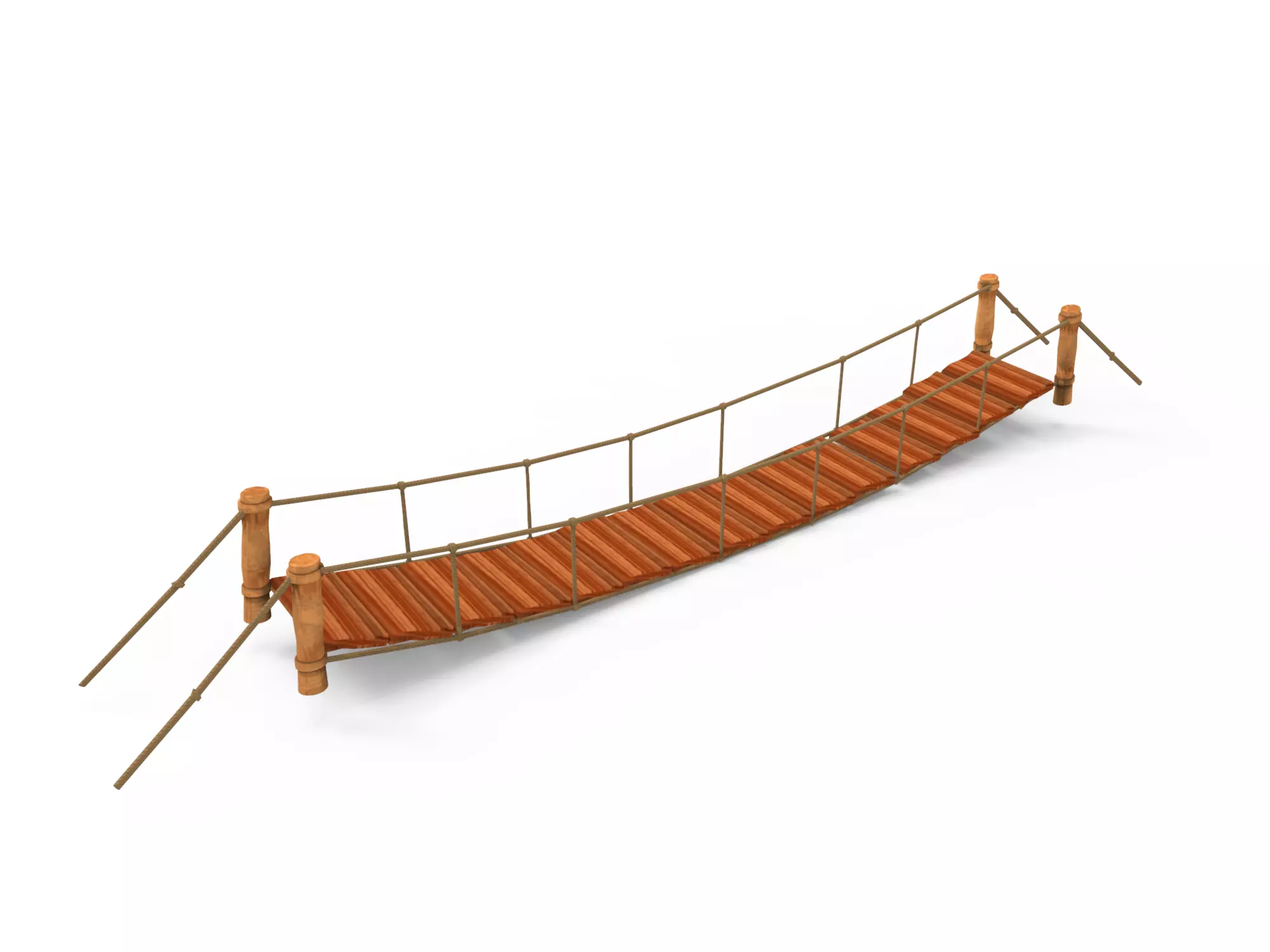 Bridge wooden Low-poly 3D model_0