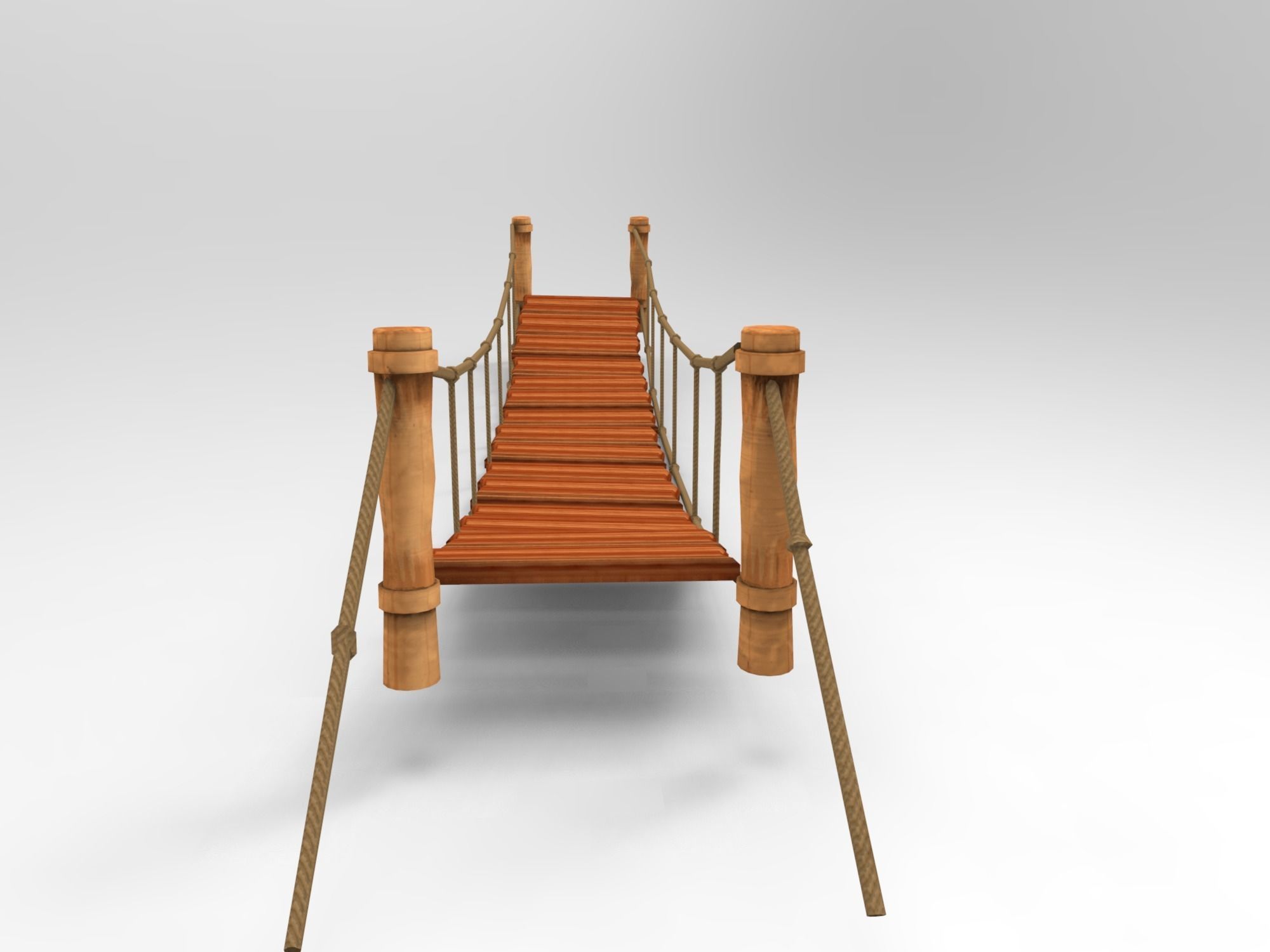 Bridge wooden Low-poly 3D model_3