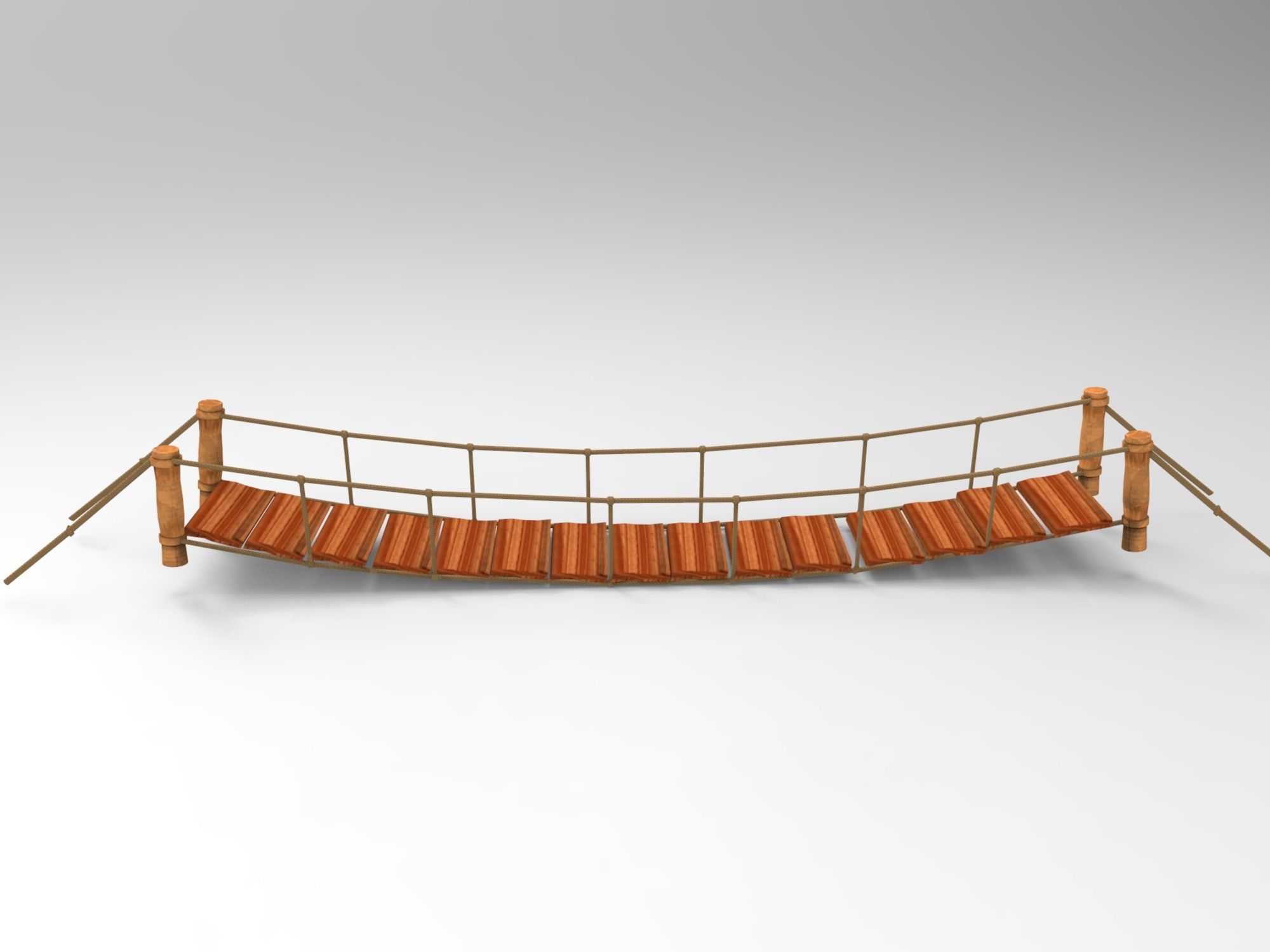 Bridge wooden Low-poly 3D model_1