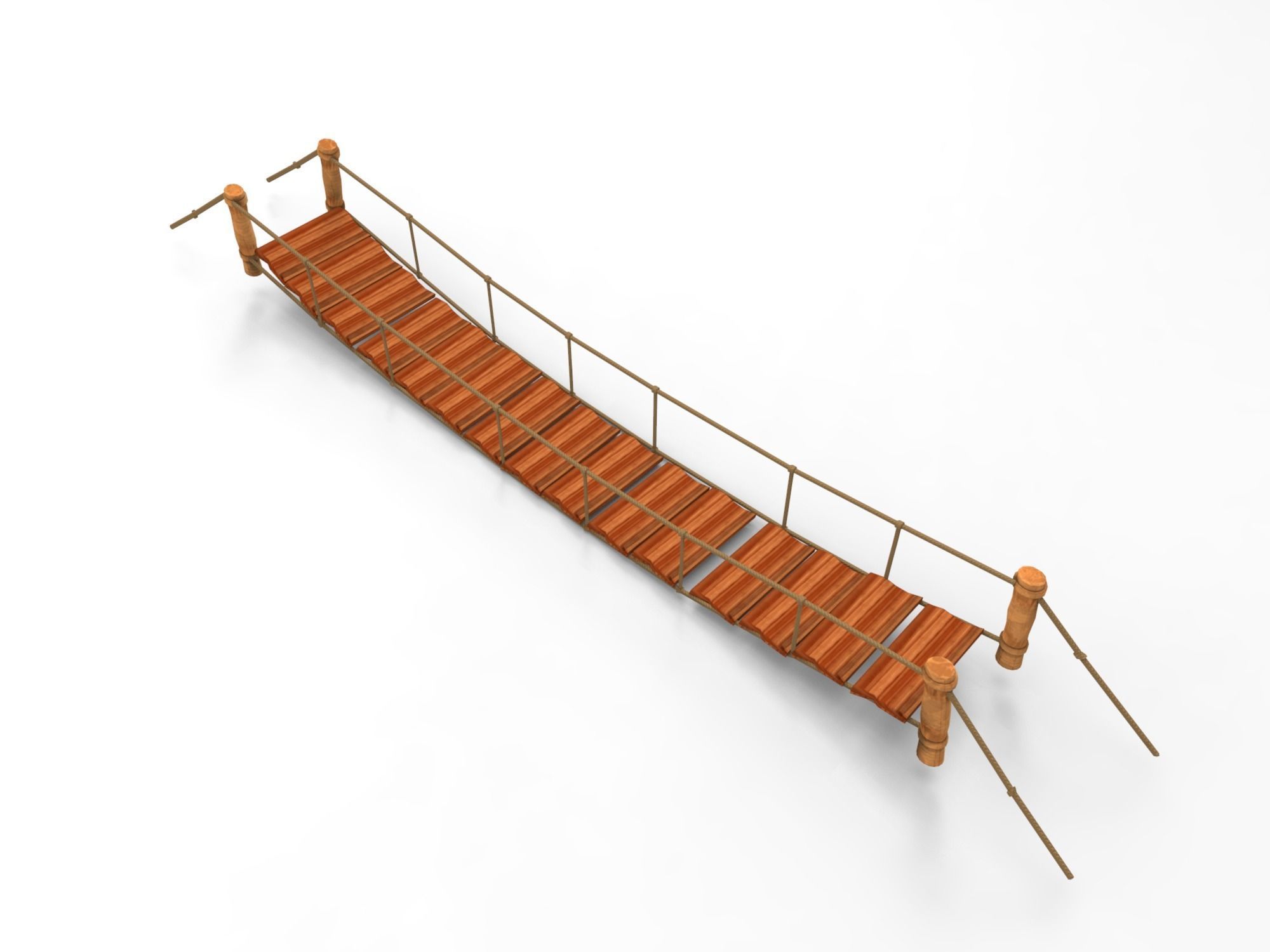 Bridge wooden Low-poly 3D model_2