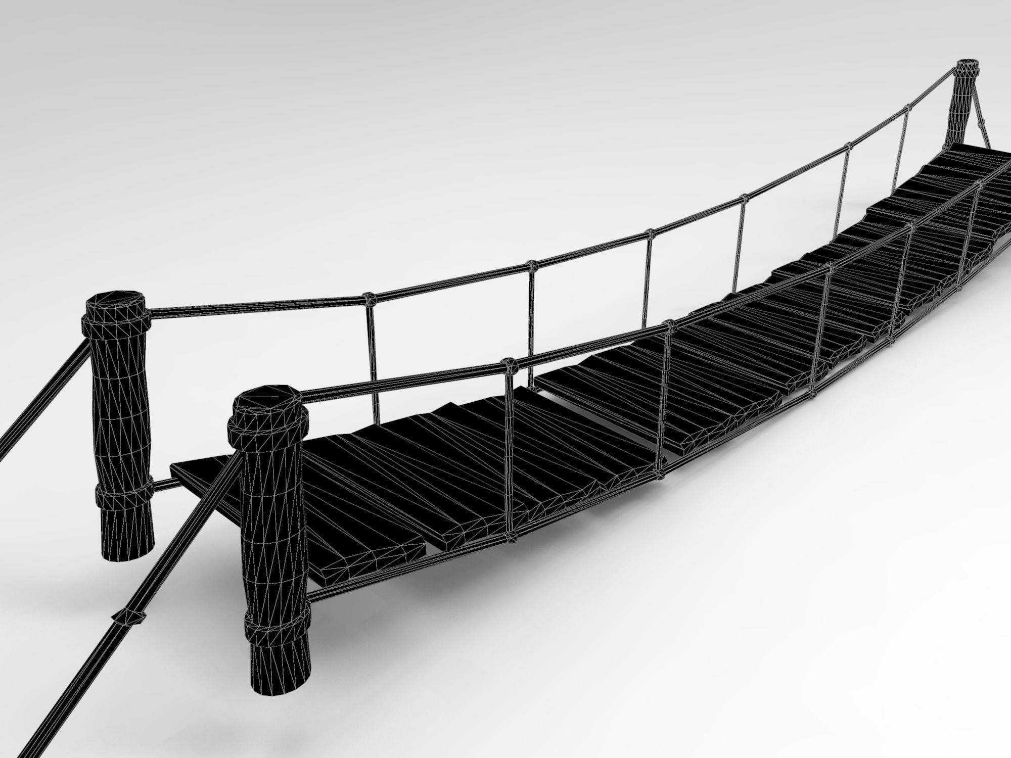 Bridge wooden Low-poly 3D model_4