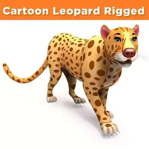 3D Cartoon Leopard Rigged Model 