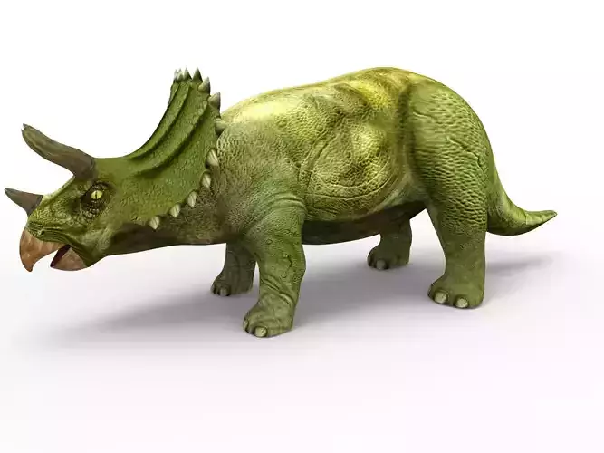 Green Triceratops Rigged 3D Model Low-poly 3D model
