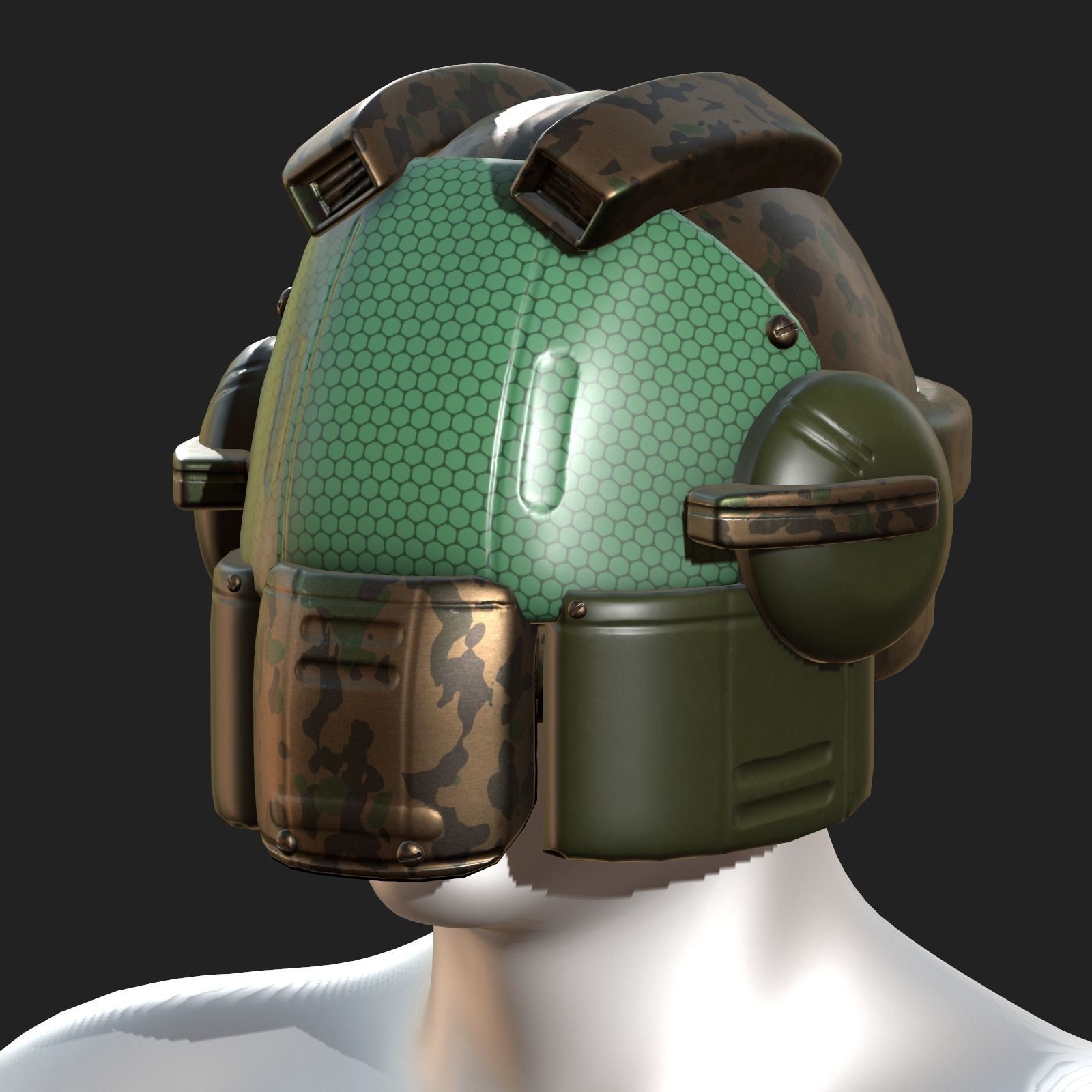 Helmet scifi military combat 3d model Low-poly 3D model_4