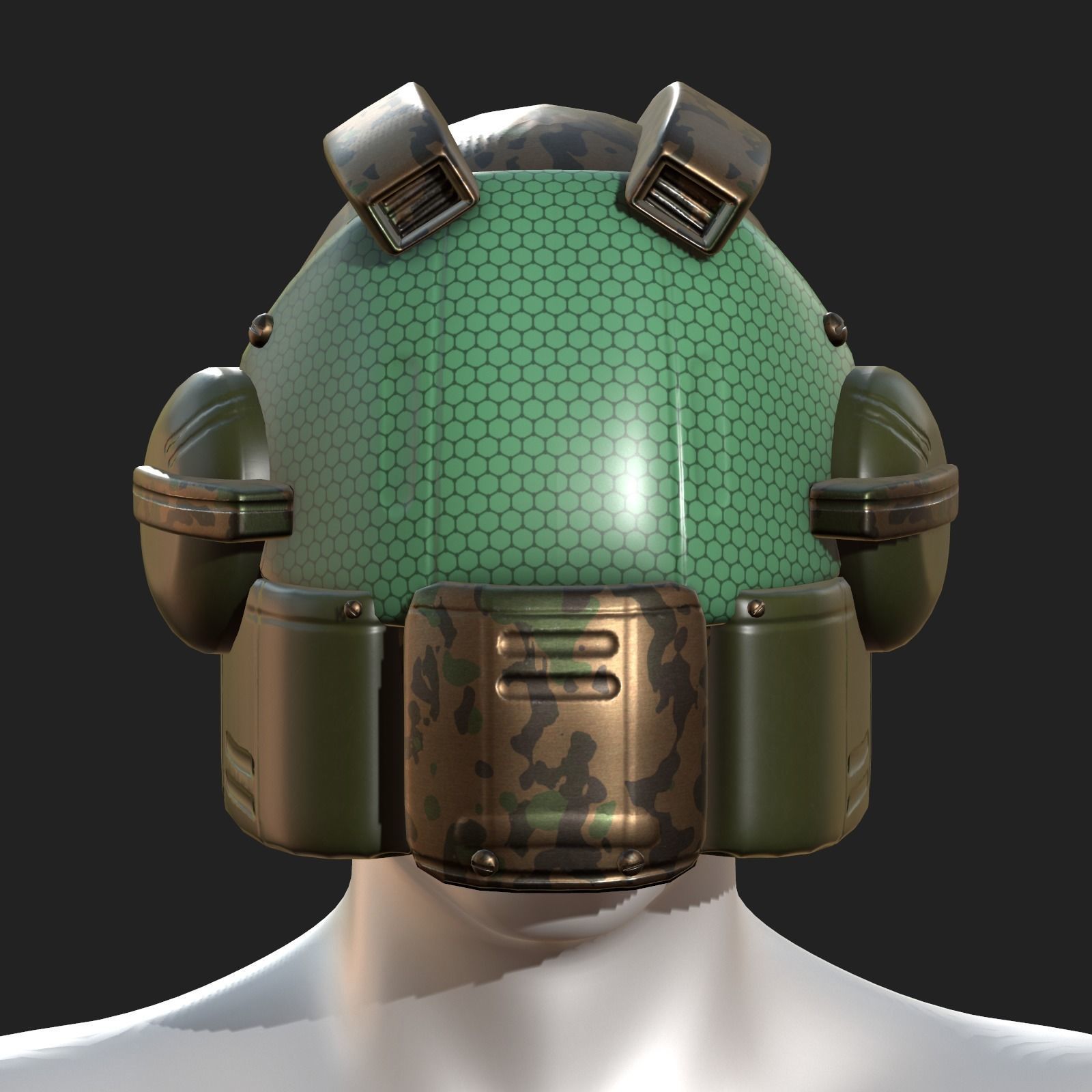 Helmet scifi military combat 3d model Low-poly 3D model_9