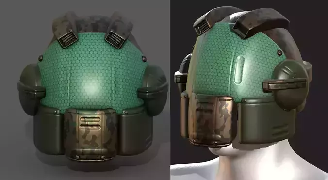 Helmet scifi military combat 3d model 