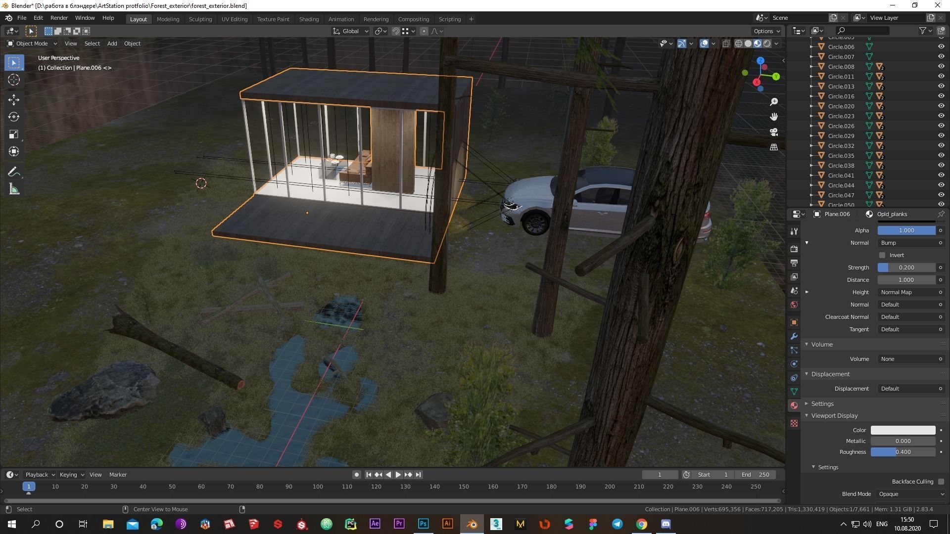 Modern exterior in forest Low-poly 3D model_13
