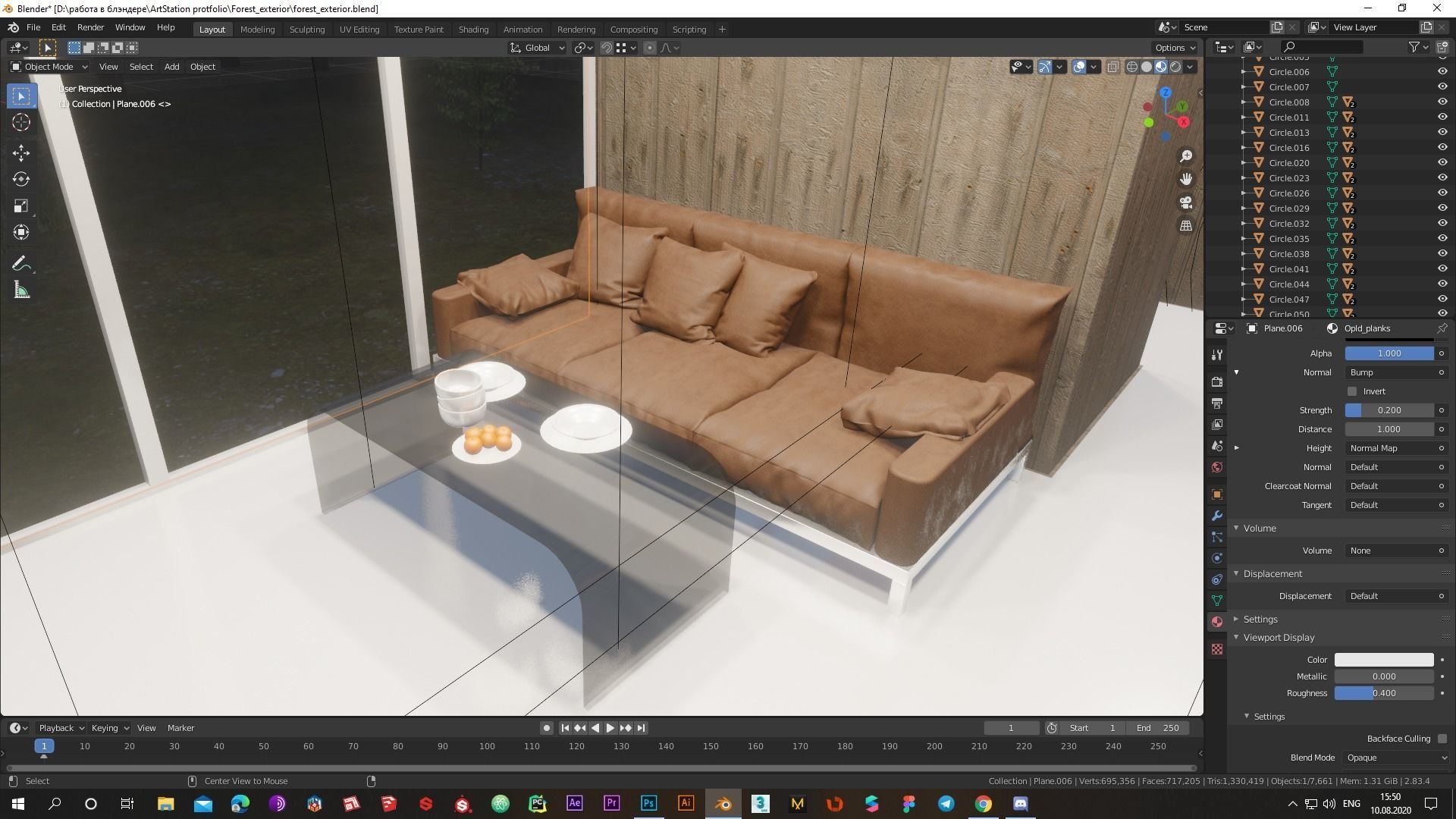 Modern exterior in forest Low-poly 3D model_5