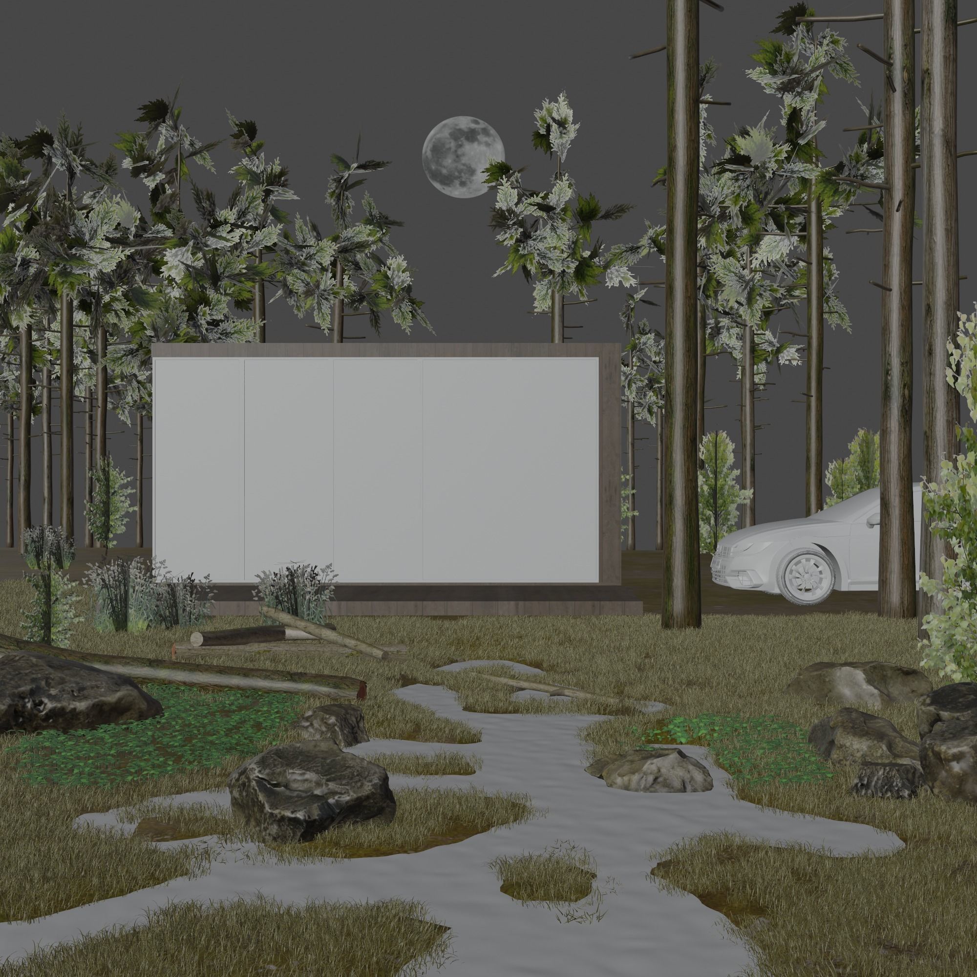 Modern exterior in forest Low-poly 3D model_21