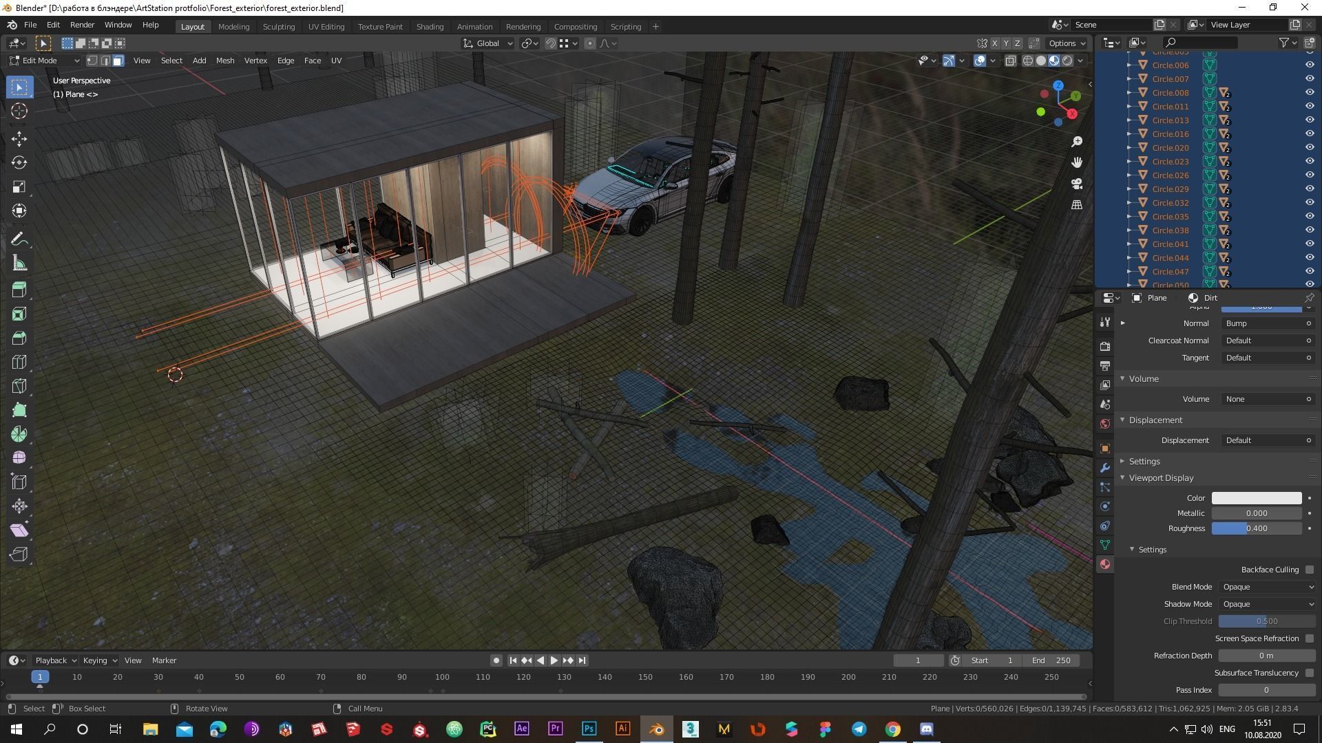 Modern exterior in forest Low-poly 3D model_19