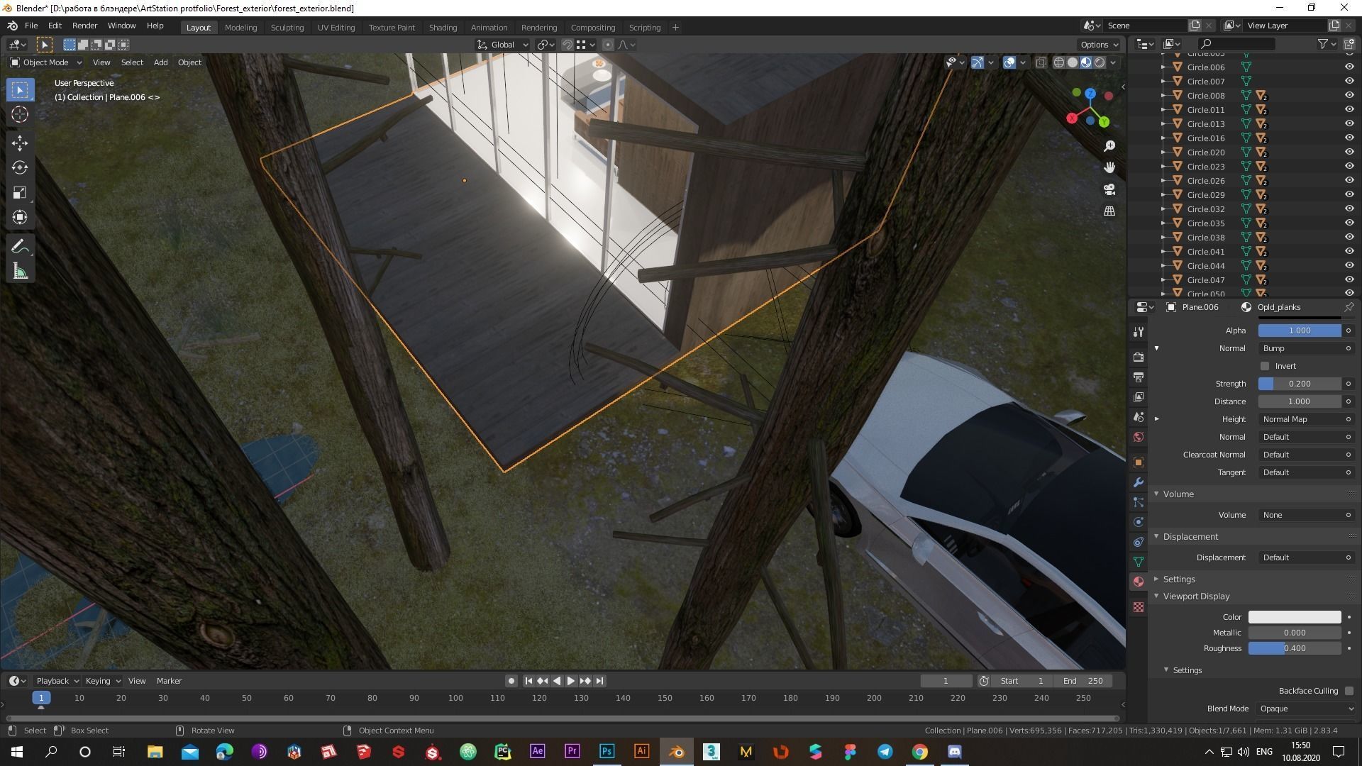 Modern exterior in forest Low-poly 3D model_8