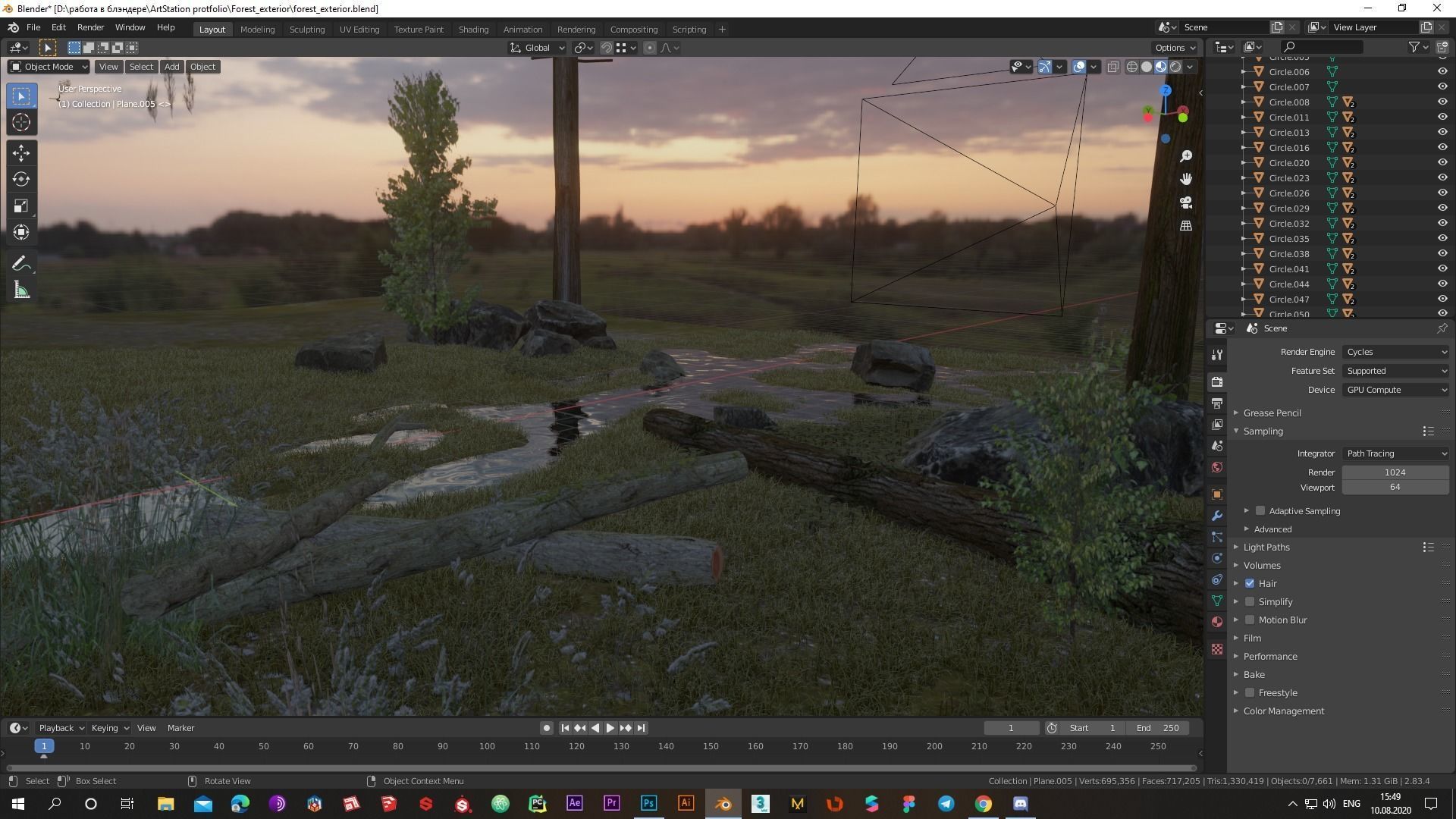 Modern exterior in forest Low-poly 3D model_2