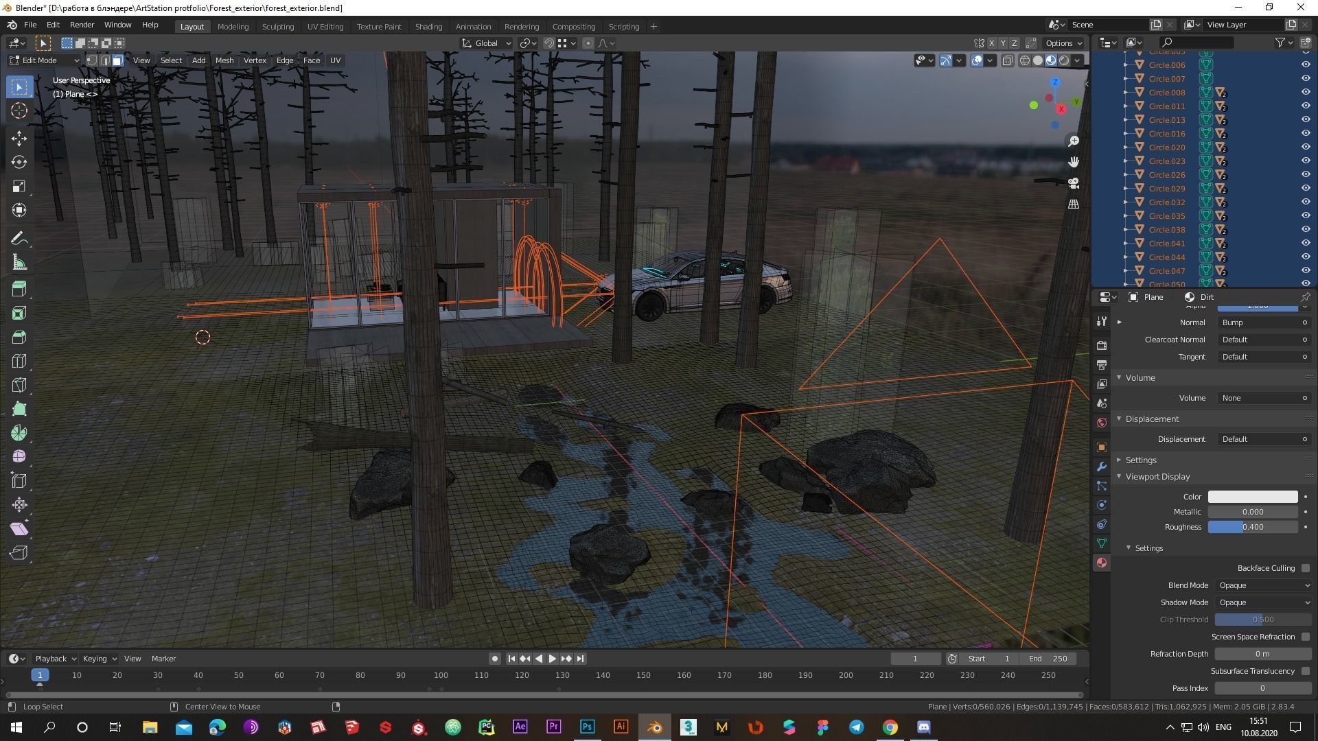 Modern exterior in forest Low-poly 3D model_9