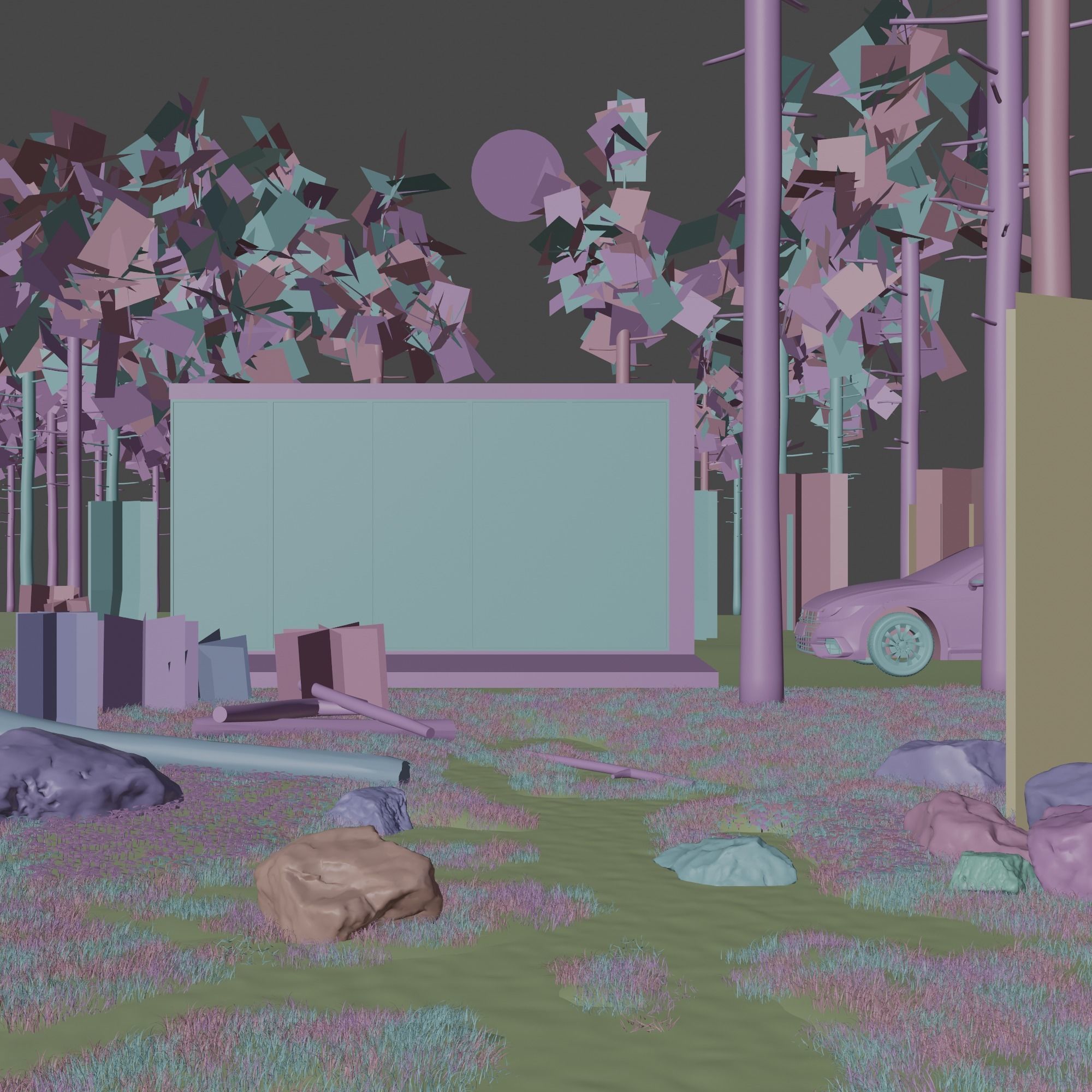 Modern exterior in forest Low-poly 3D model_22