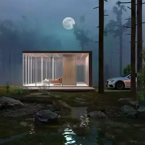 Modern exterior in forest