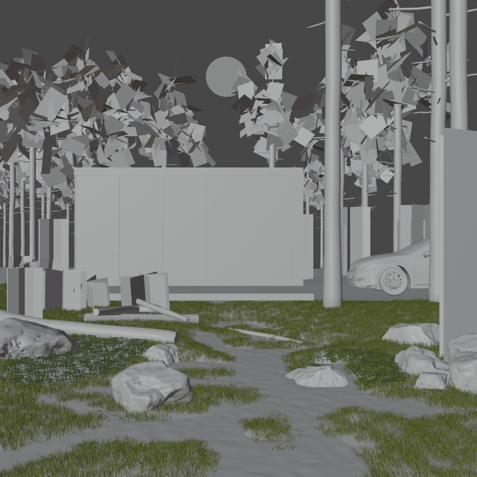 Modern exterior in forest Low-poly 3D model_20