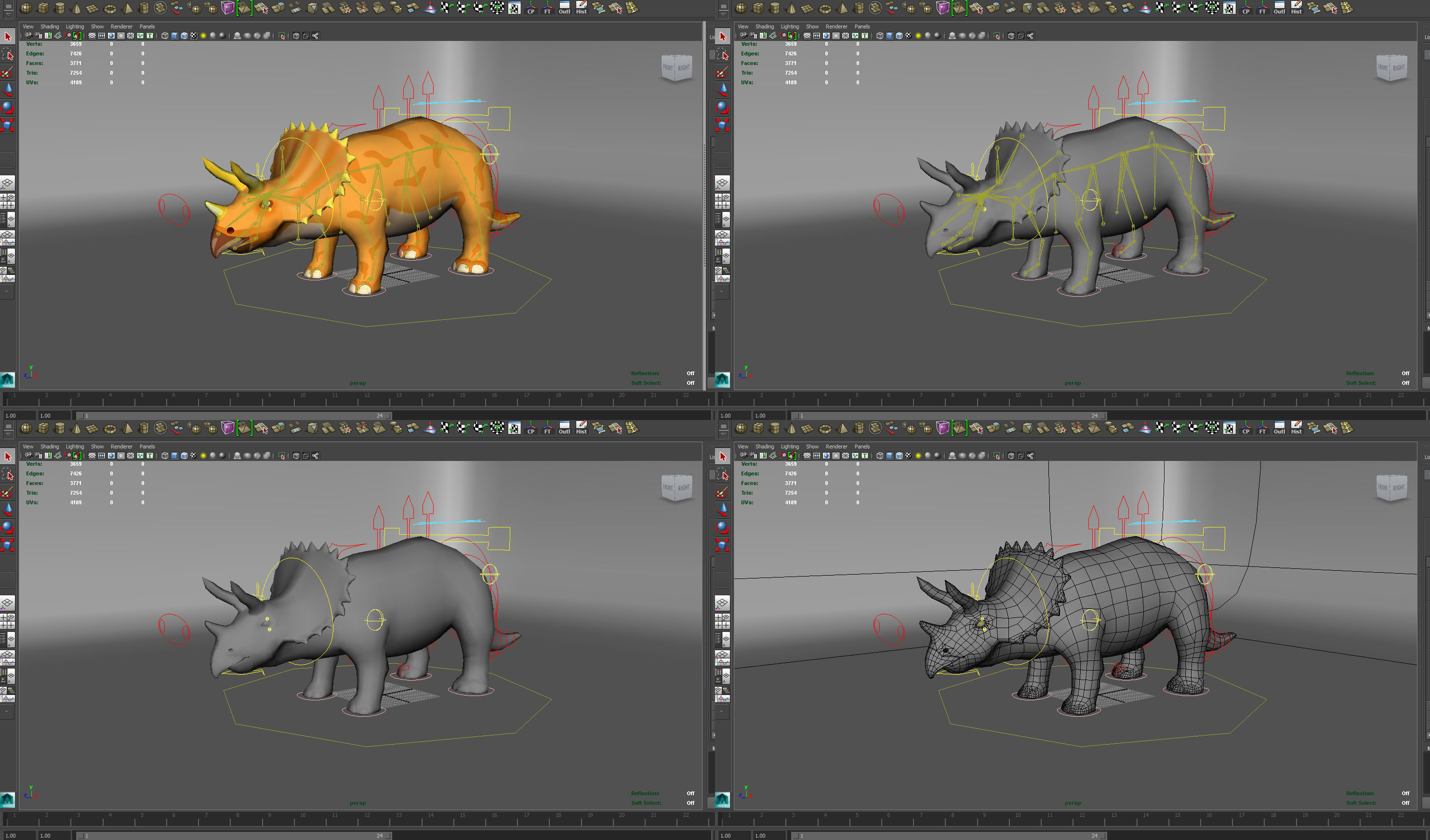 3D Cartoon Triceratops Rigged  Low-poly 3D model_30