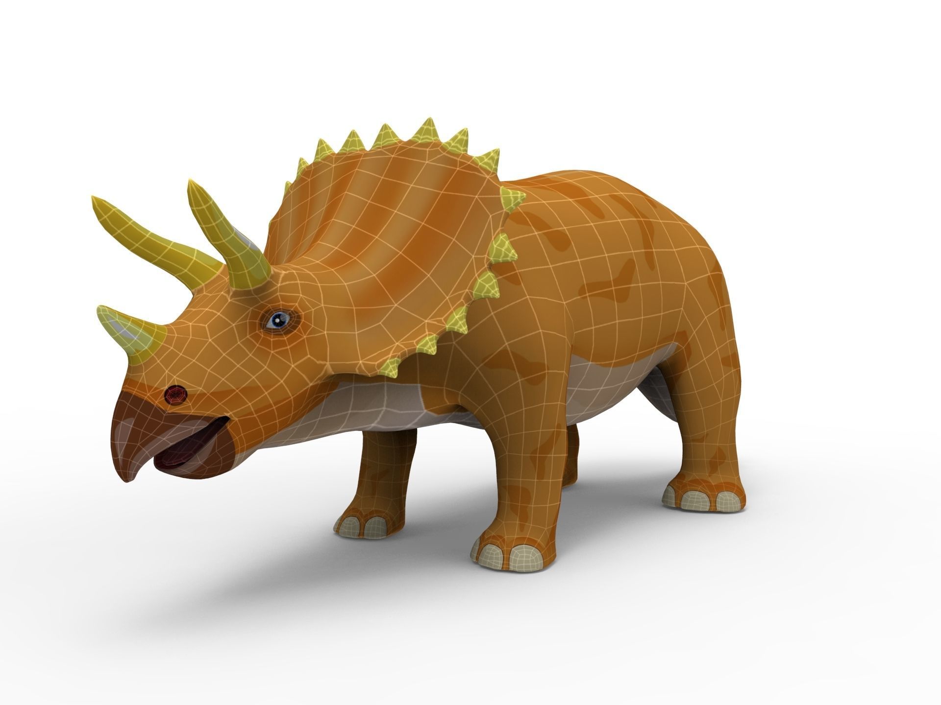 3D Cartoon Triceratops Rigged  Low-poly 3D model_13