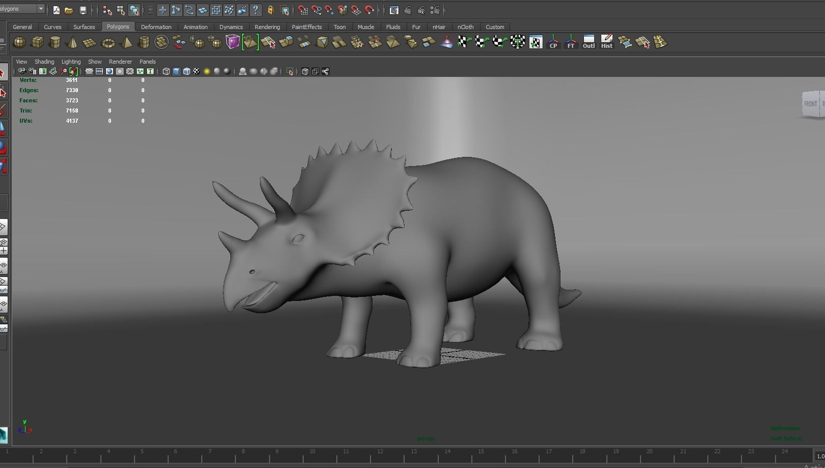 3D Cartoon Triceratops Rigged  Low-poly 3D model_17