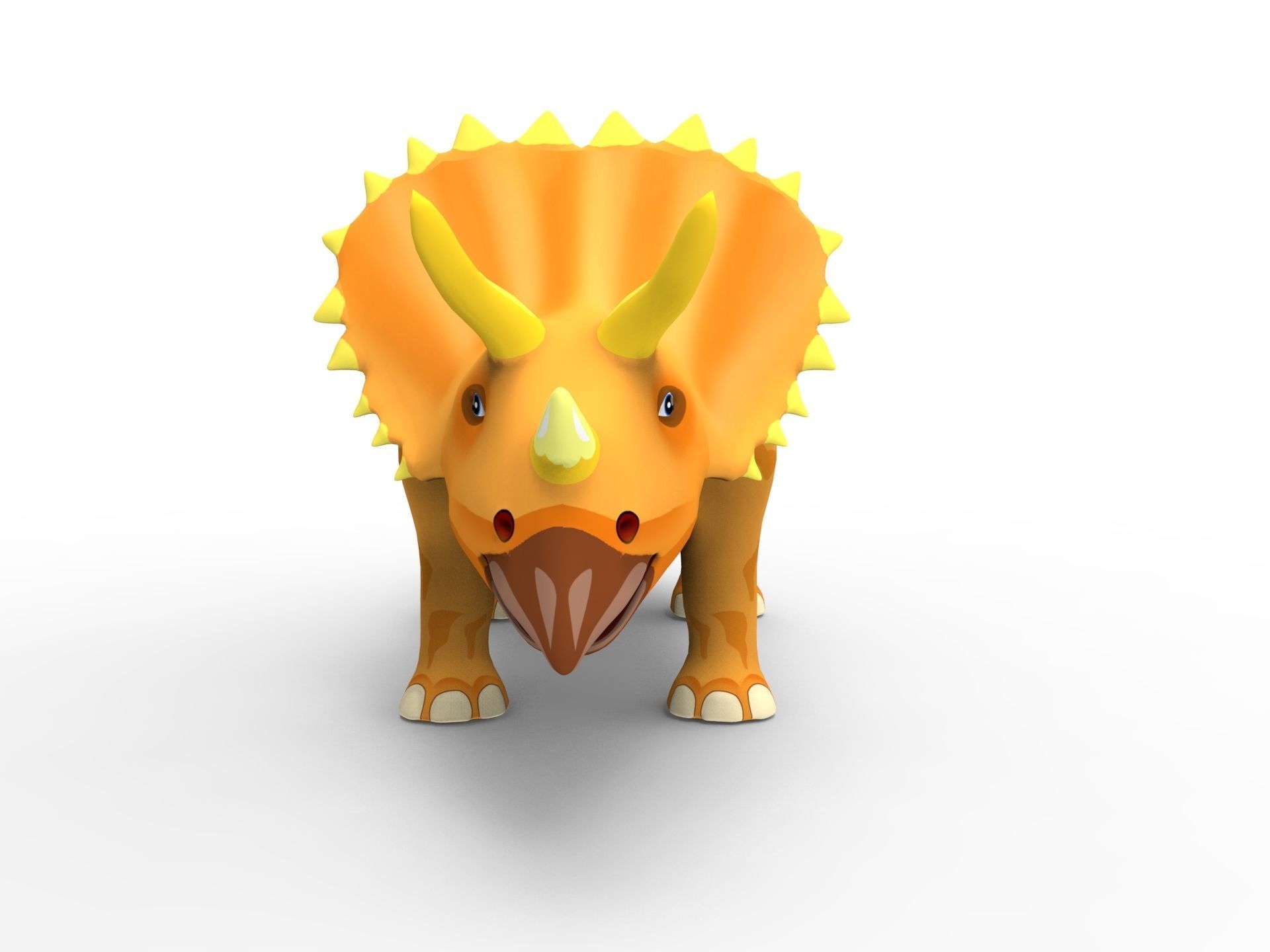 3D Cartoon Triceratops Rigged  Low-poly 3D model_4