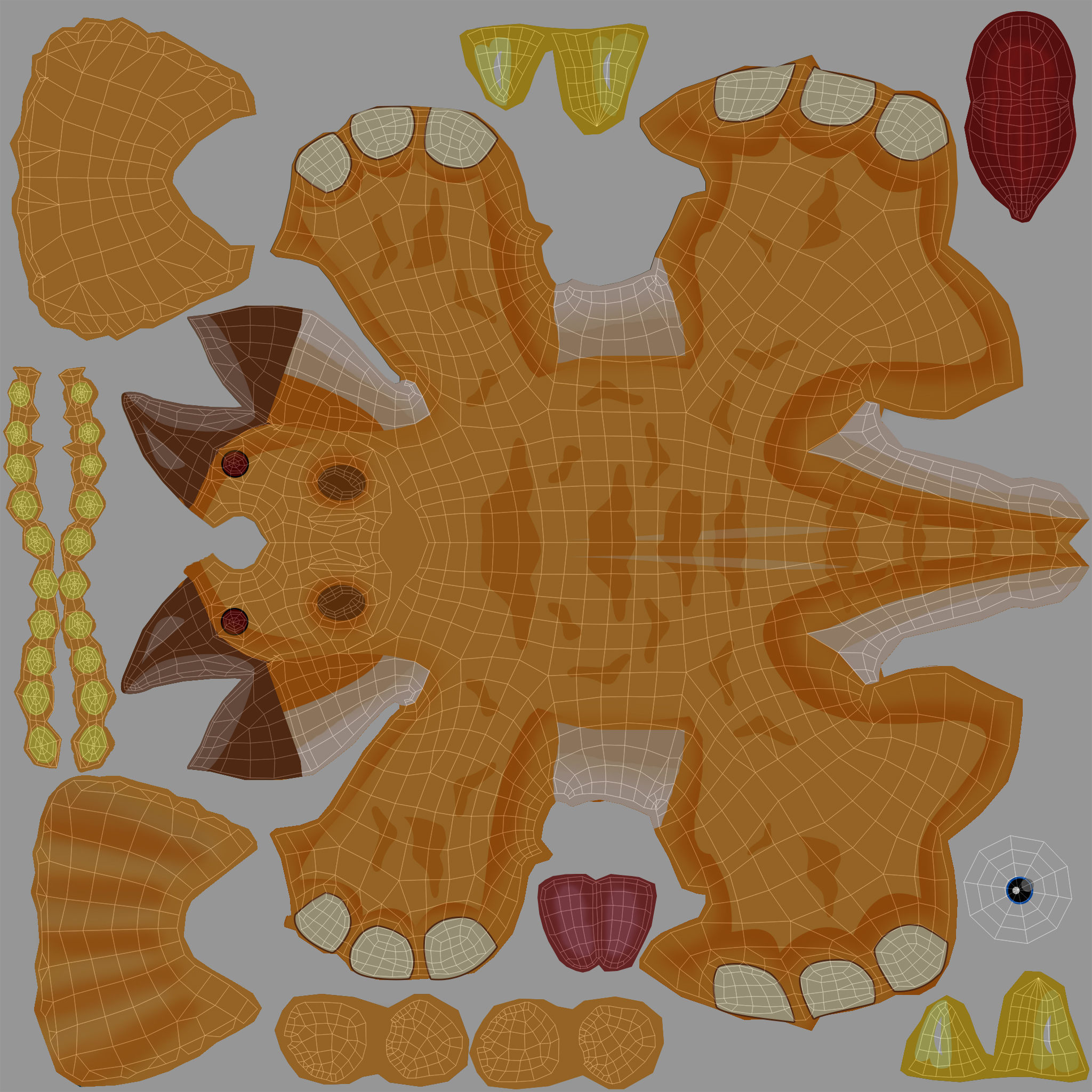 3D Cartoon Triceratops Rigged  Low-poly 3D model_29