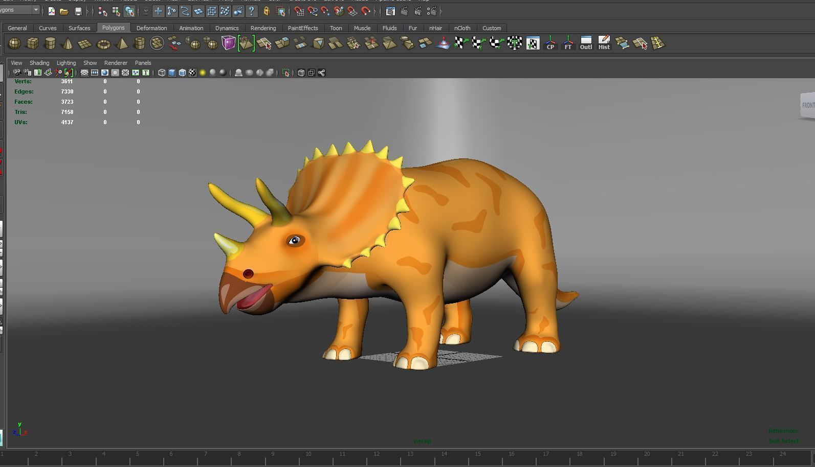 3D Cartoon Triceratops Rigged  Low-poly 3D model_26