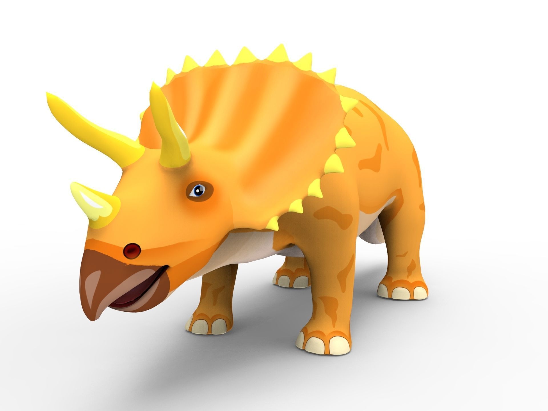 3D Cartoon Triceratops Rigged  Low-poly 3D model_10