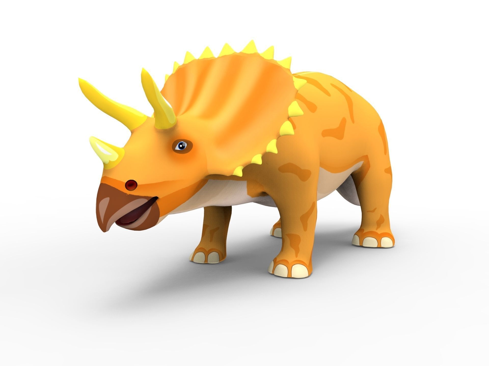 3D Cartoon Triceratops Rigged  Low-poly 3D model_3