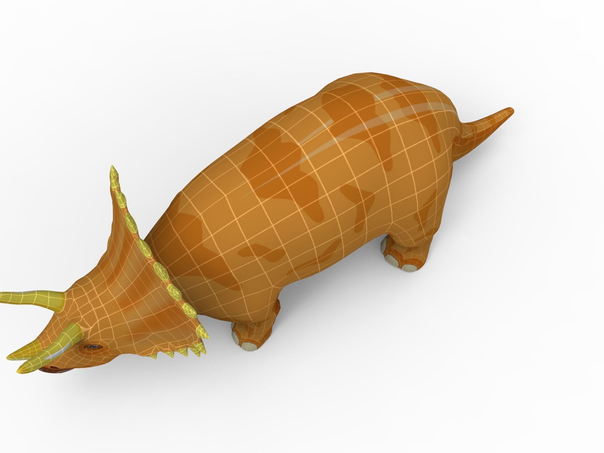 3D Cartoon Triceratops Rigged  Low-poly 3D model_14