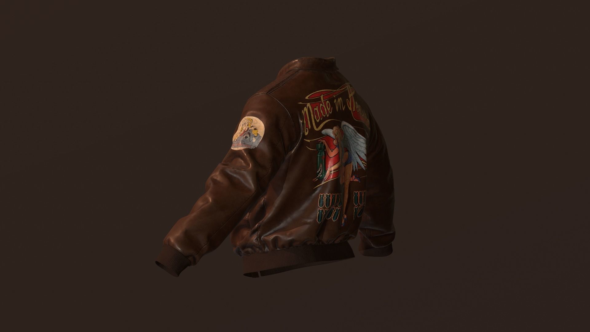 WW2 Type A-2 leather flight jacket 3D model_3