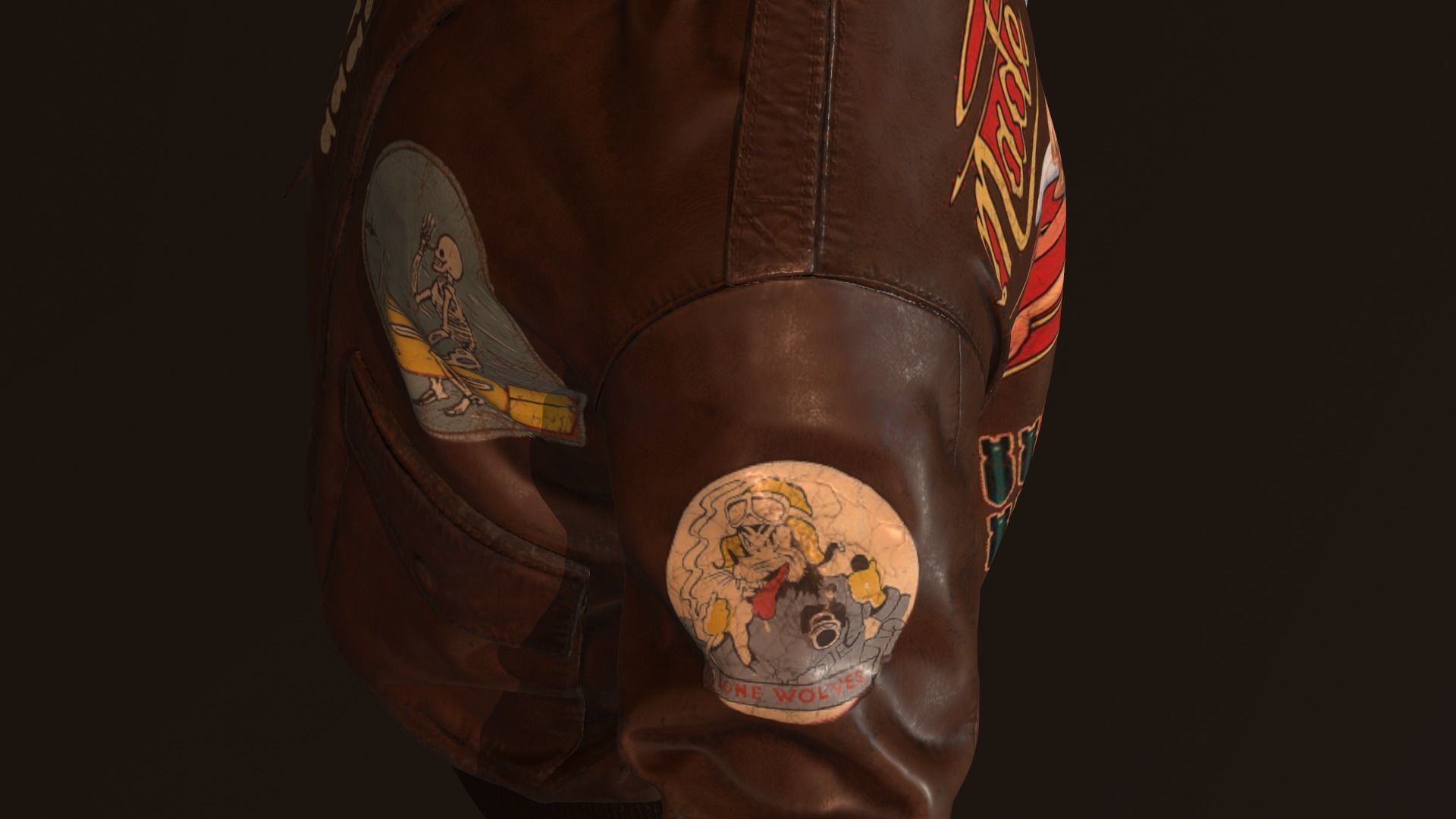 WW2 Type A-2 leather flight jacket 3D model_14