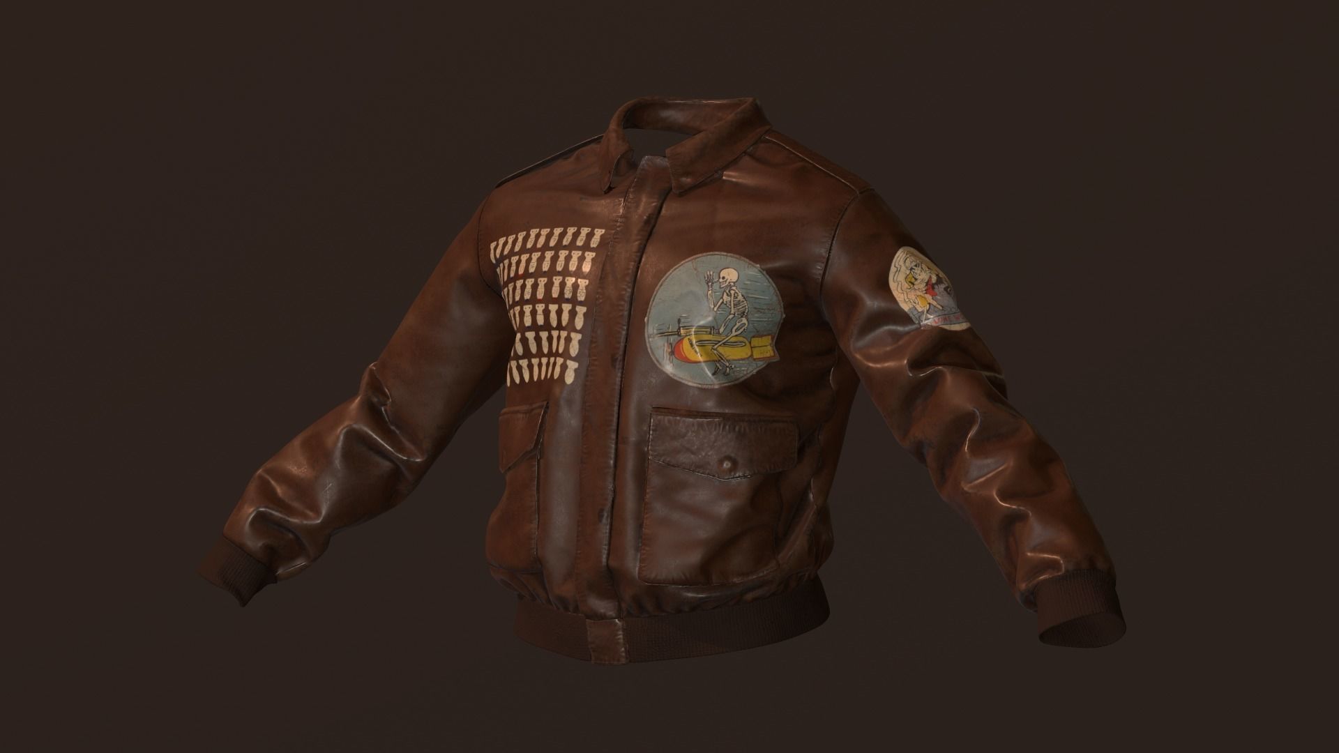 WW2 Type A-2 leather flight jacket 3D model_10