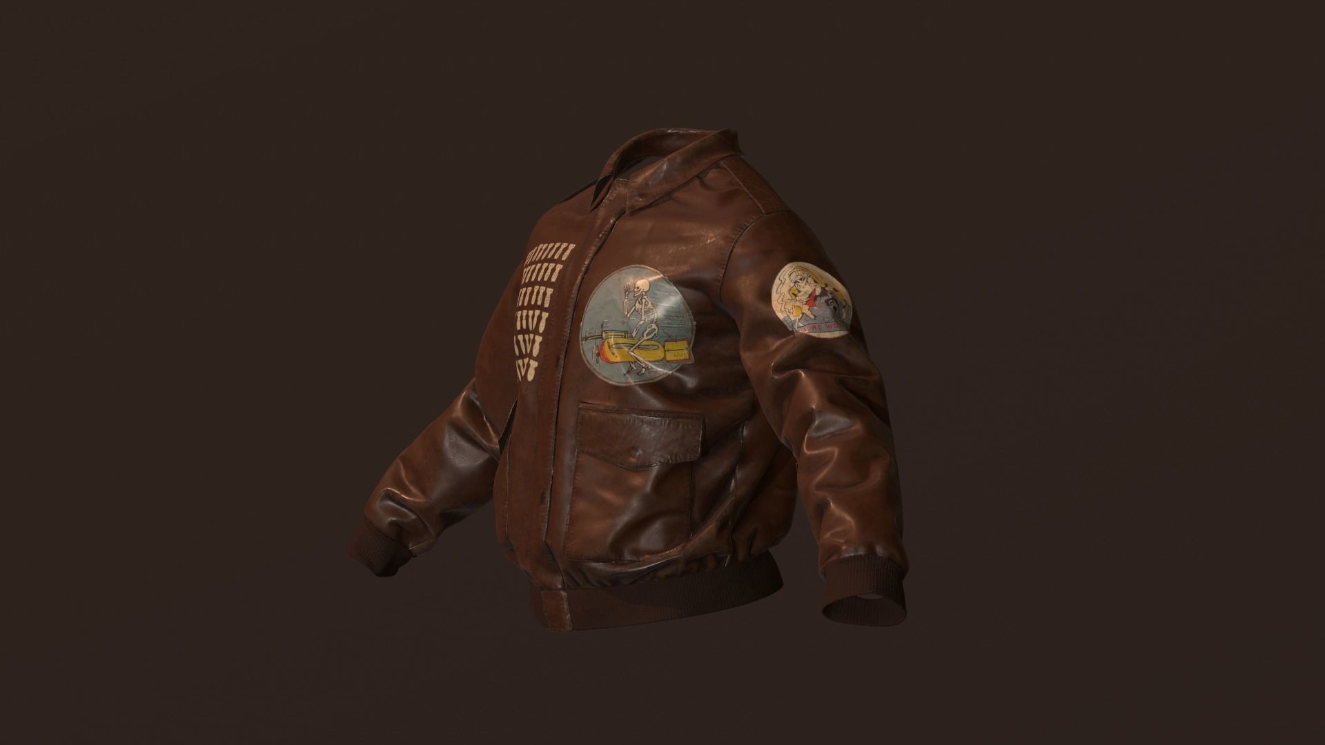 WW2 Type A-2 leather flight jacket 3D model_1
