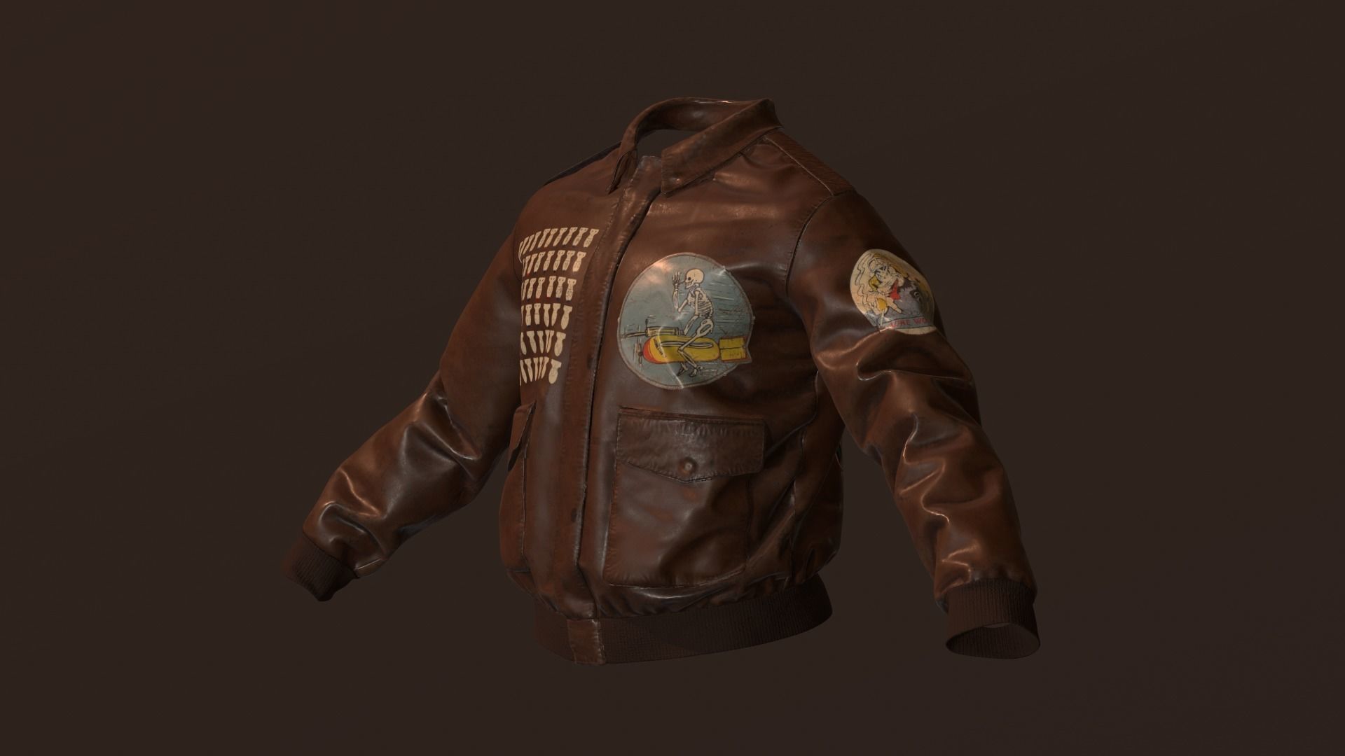 WW2 Type A-2 leather flight jacket 3D model_11