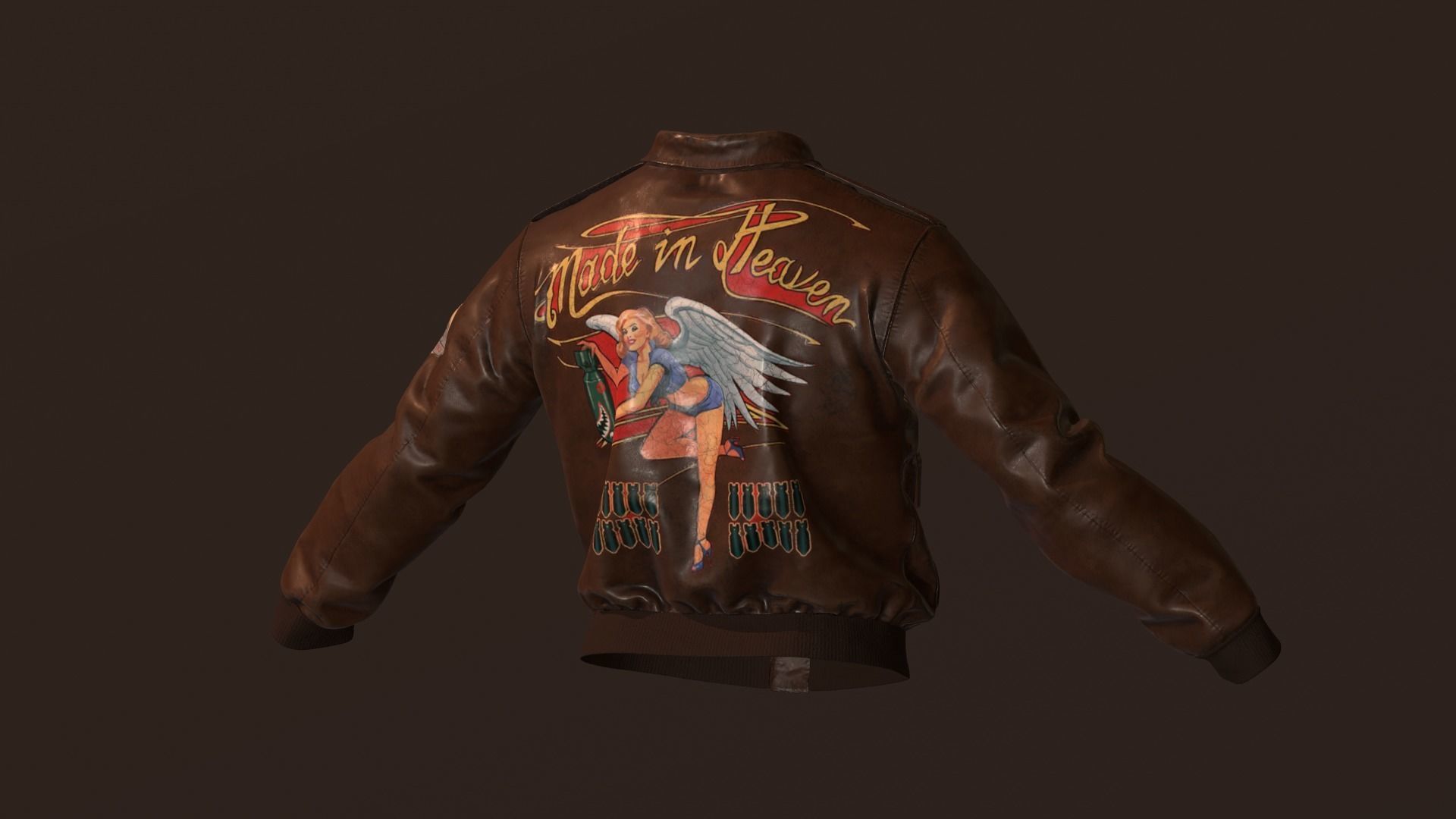WW2 Type A-2 leather flight jacket 3D model_5