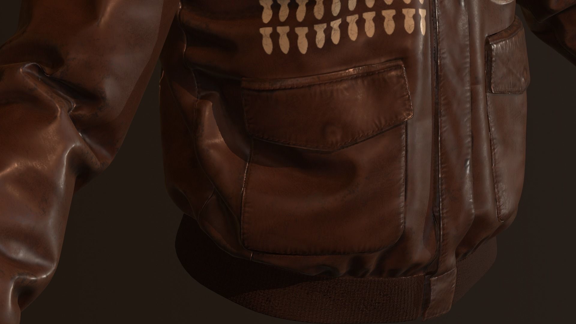 WW2 Type A-2 leather flight jacket 3D model_16