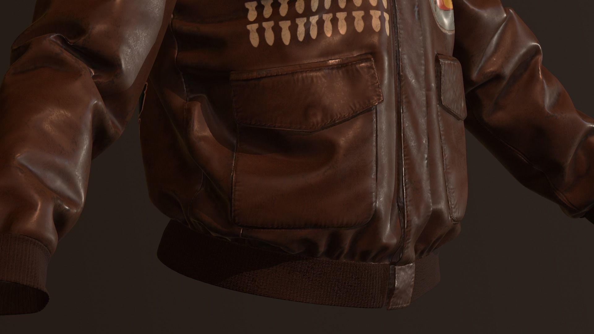 WW2 Type A-2 leather flight jacket 3D model_15