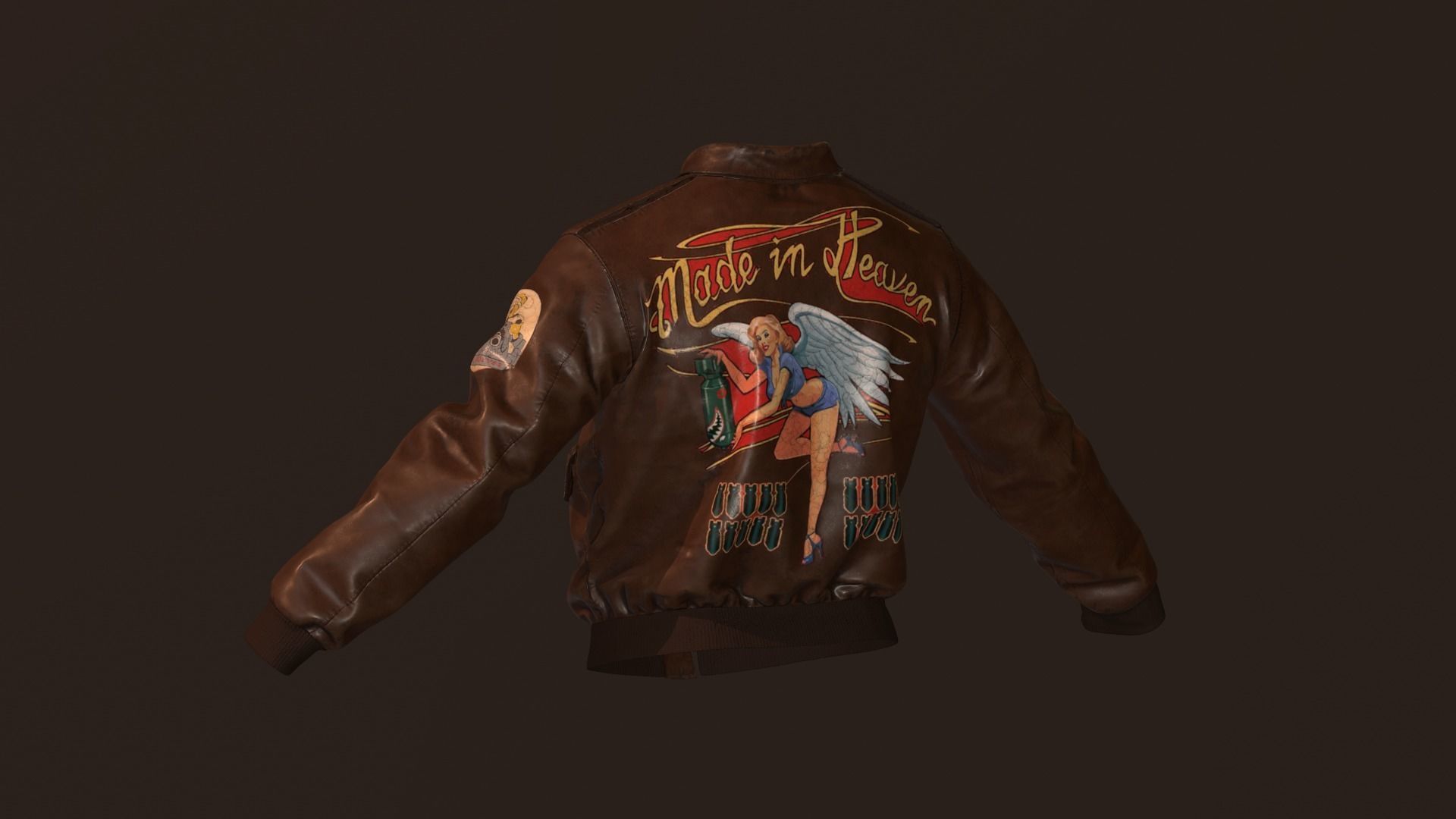 WW2 Type A-2 leather flight jacket 3D model_4