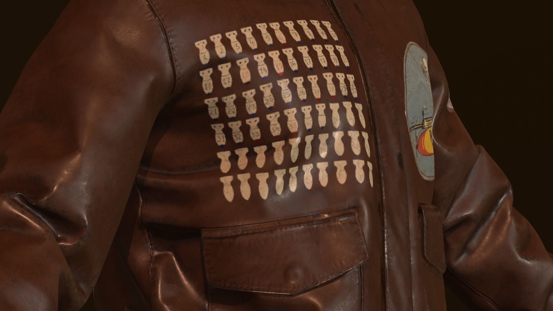 WW2 Type A-2 leather flight jacket 3D model_12