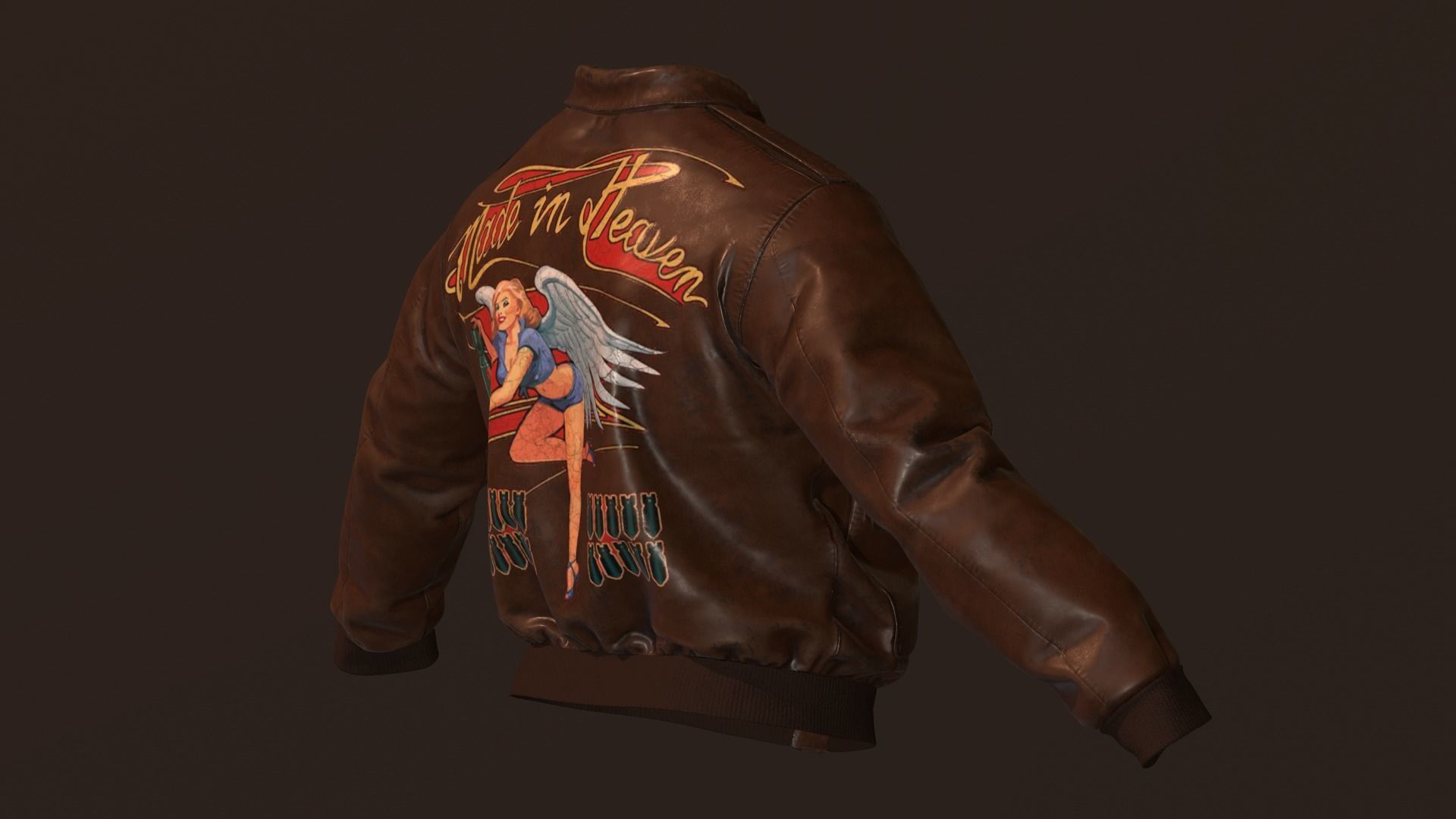 WW2 Type A-2 leather flight jacket 3D model_6