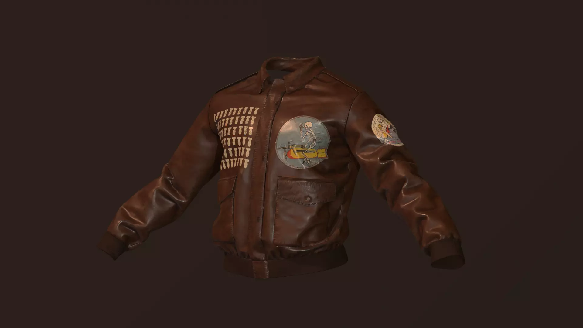 WW2 Type A-2 leather flight jacket 3D model_0