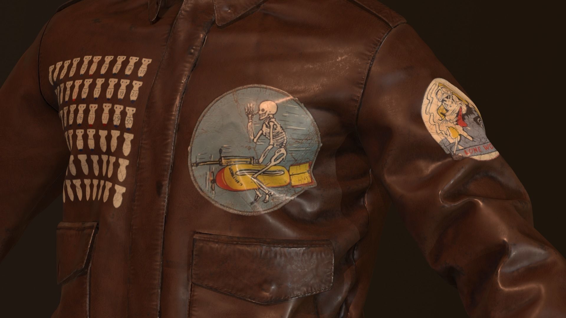 WW2 Type A-2 leather flight jacket 3D model_17