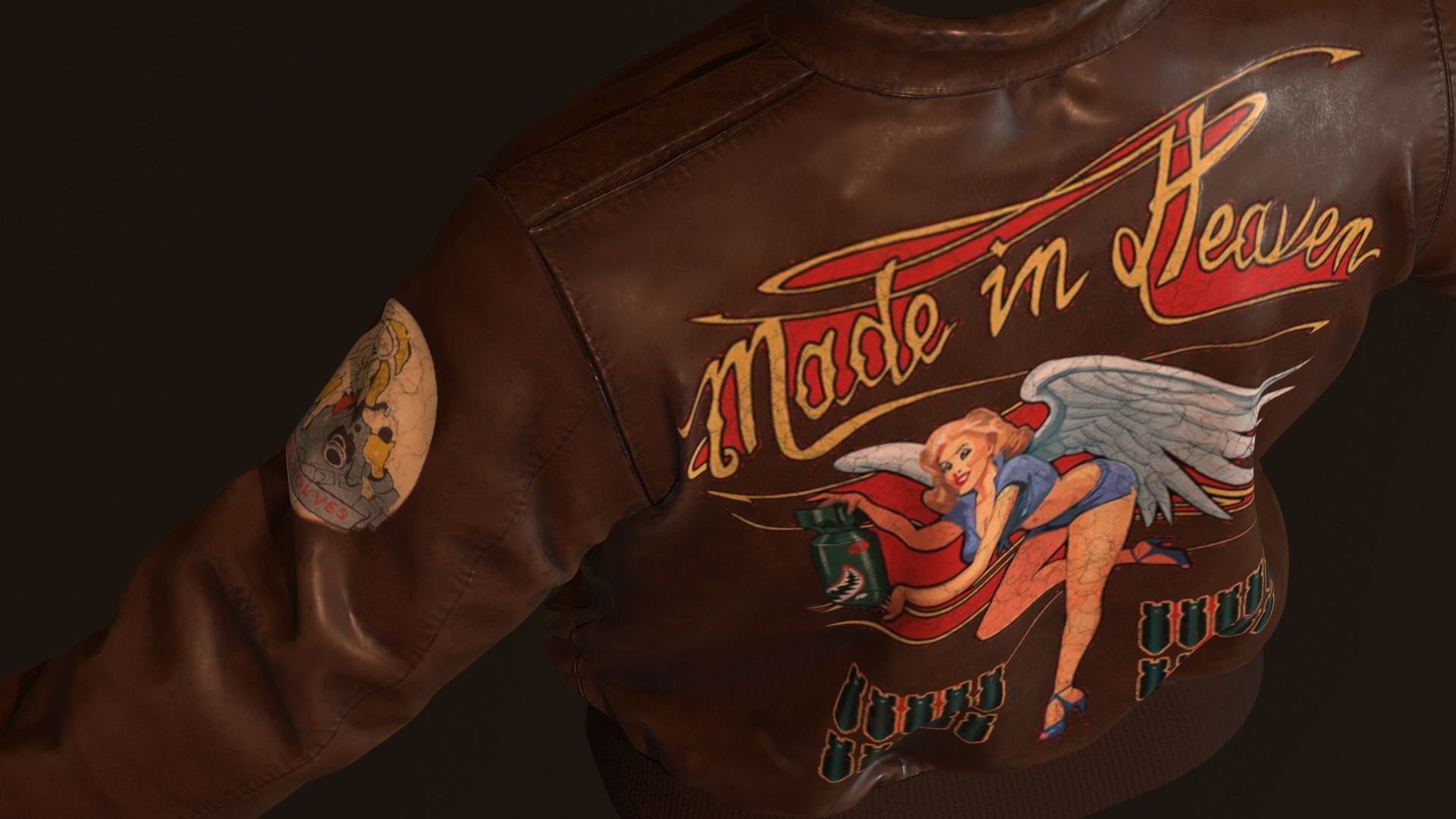WW2 Type A-2 leather flight jacket 3D model_13