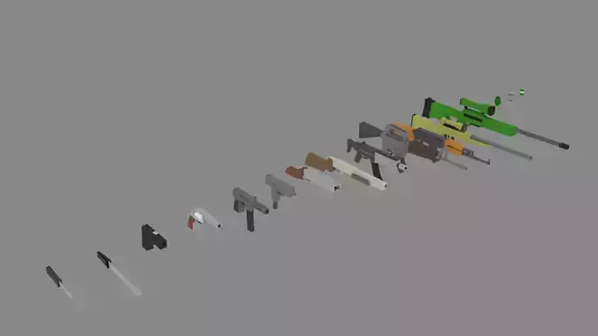 low poly weapons pack