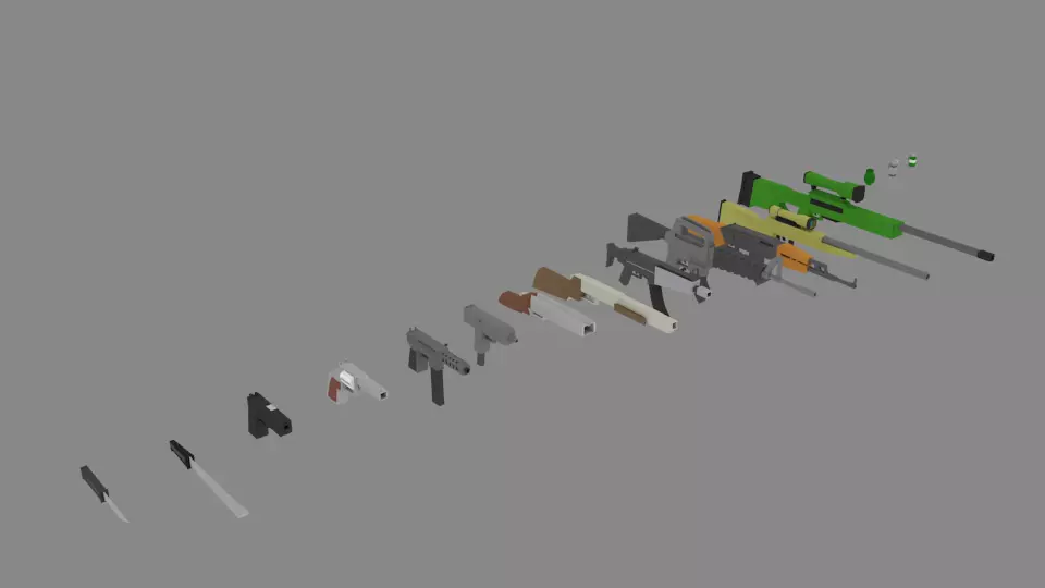 low poly weapons pack Free low-poly 3D model