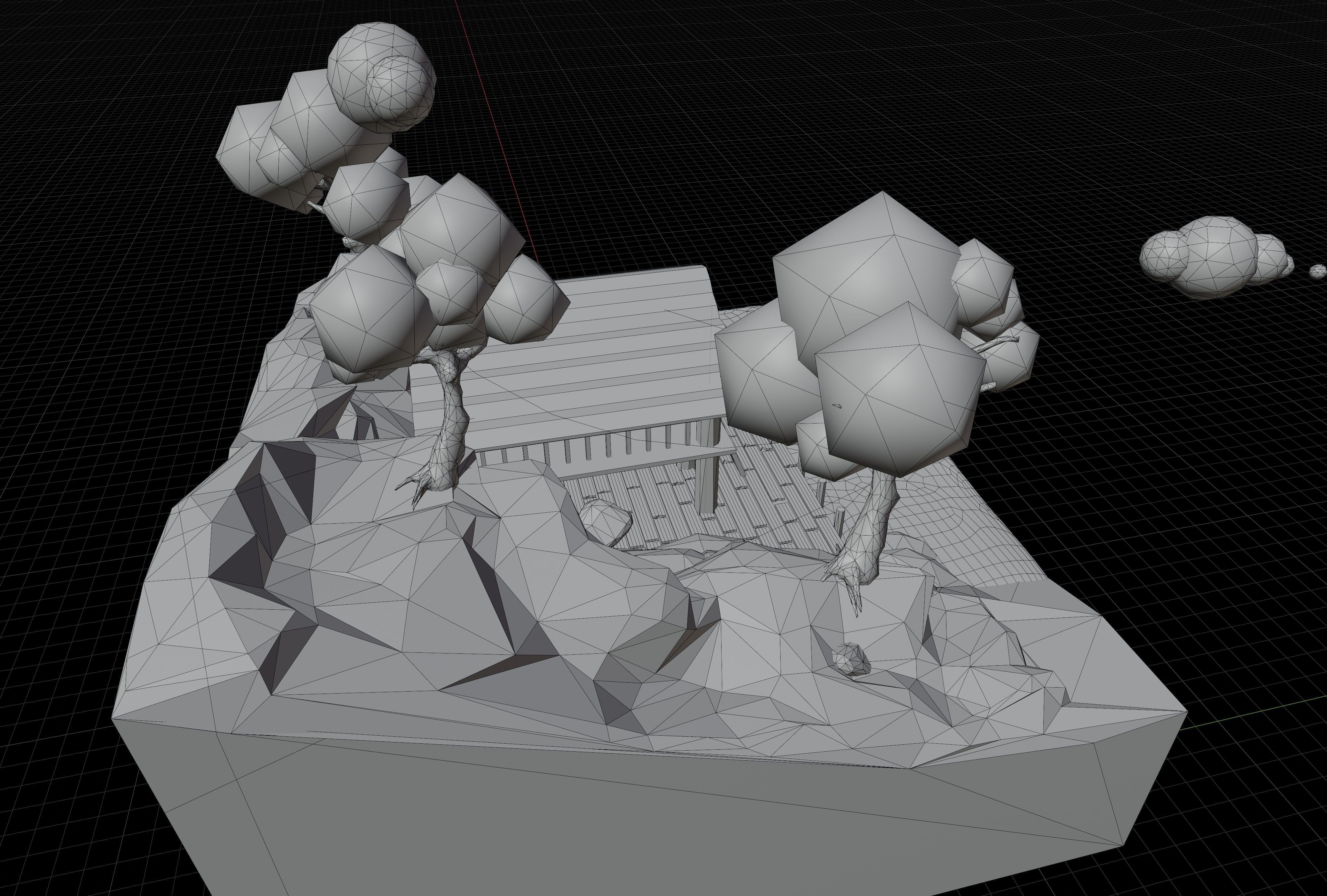 Low Poly isometric Lake House Day and Night version Low-poly 3D model_10