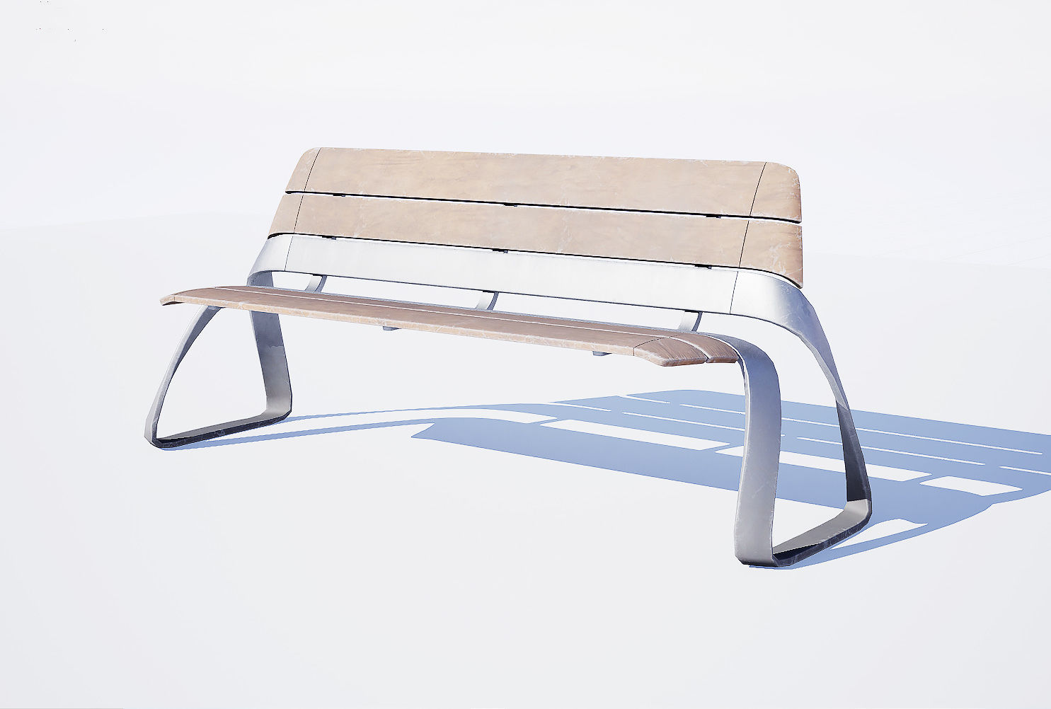 Urban bench set Low-poly 3D model_10