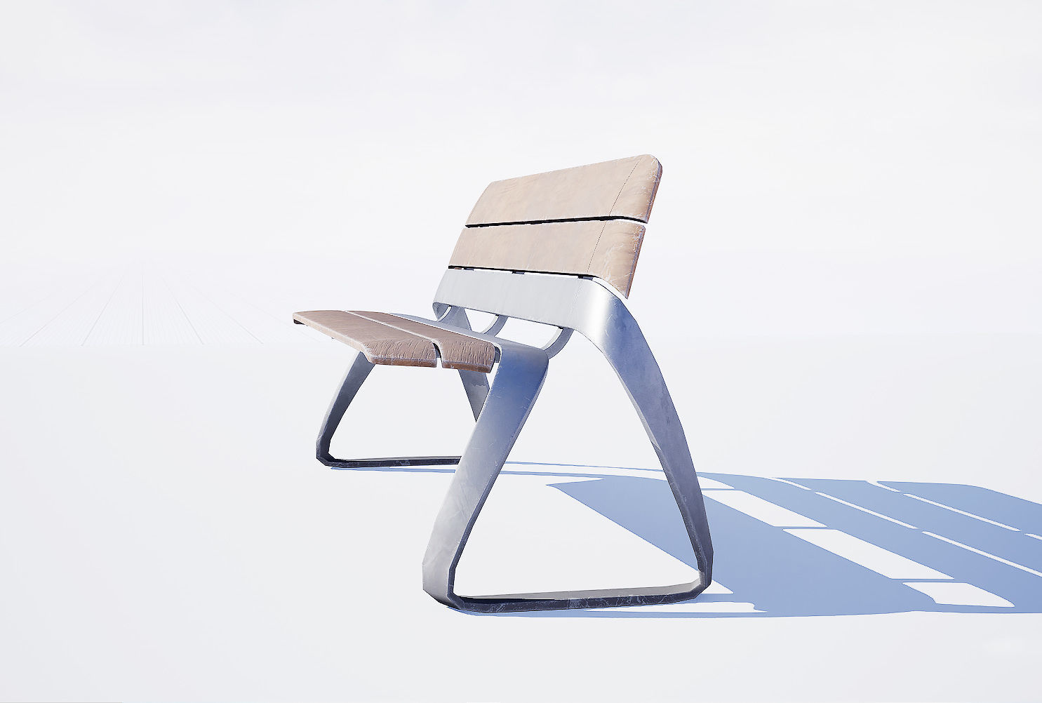 Urban bench set Low-poly 3D model_7